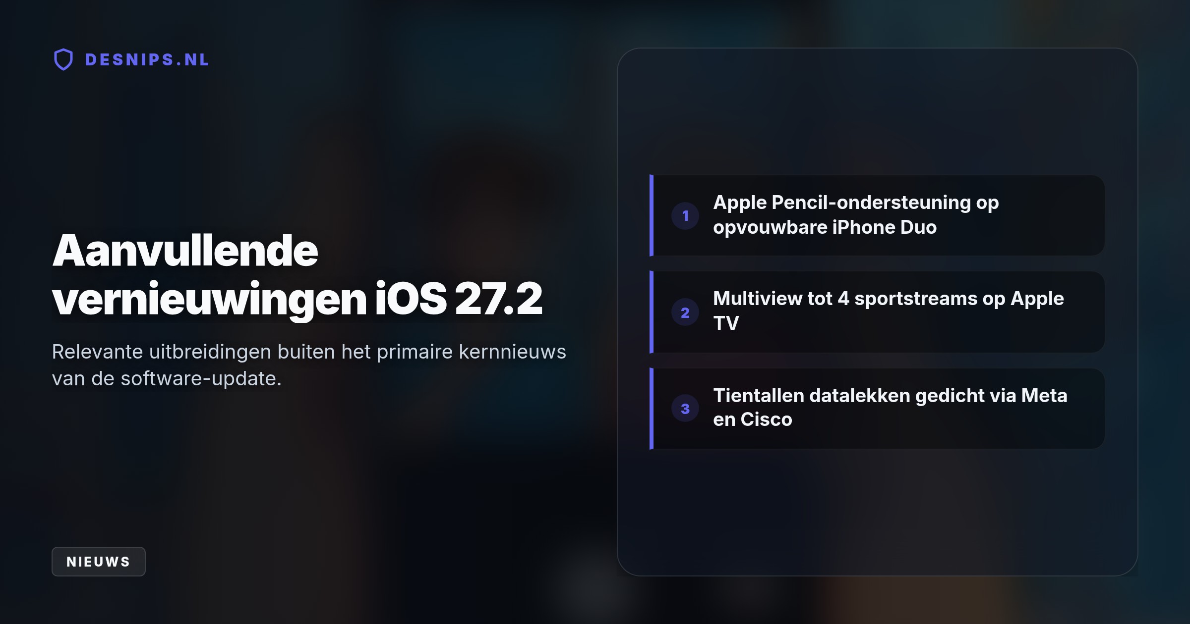 Apple rolt iOS 27.2 uit met simultane voor- en achtercamerabeelden in FaceTime. Om streng EU-toezicht op data te omzeilen, blijven nieuwe Siri AI-functies buiten Europa.