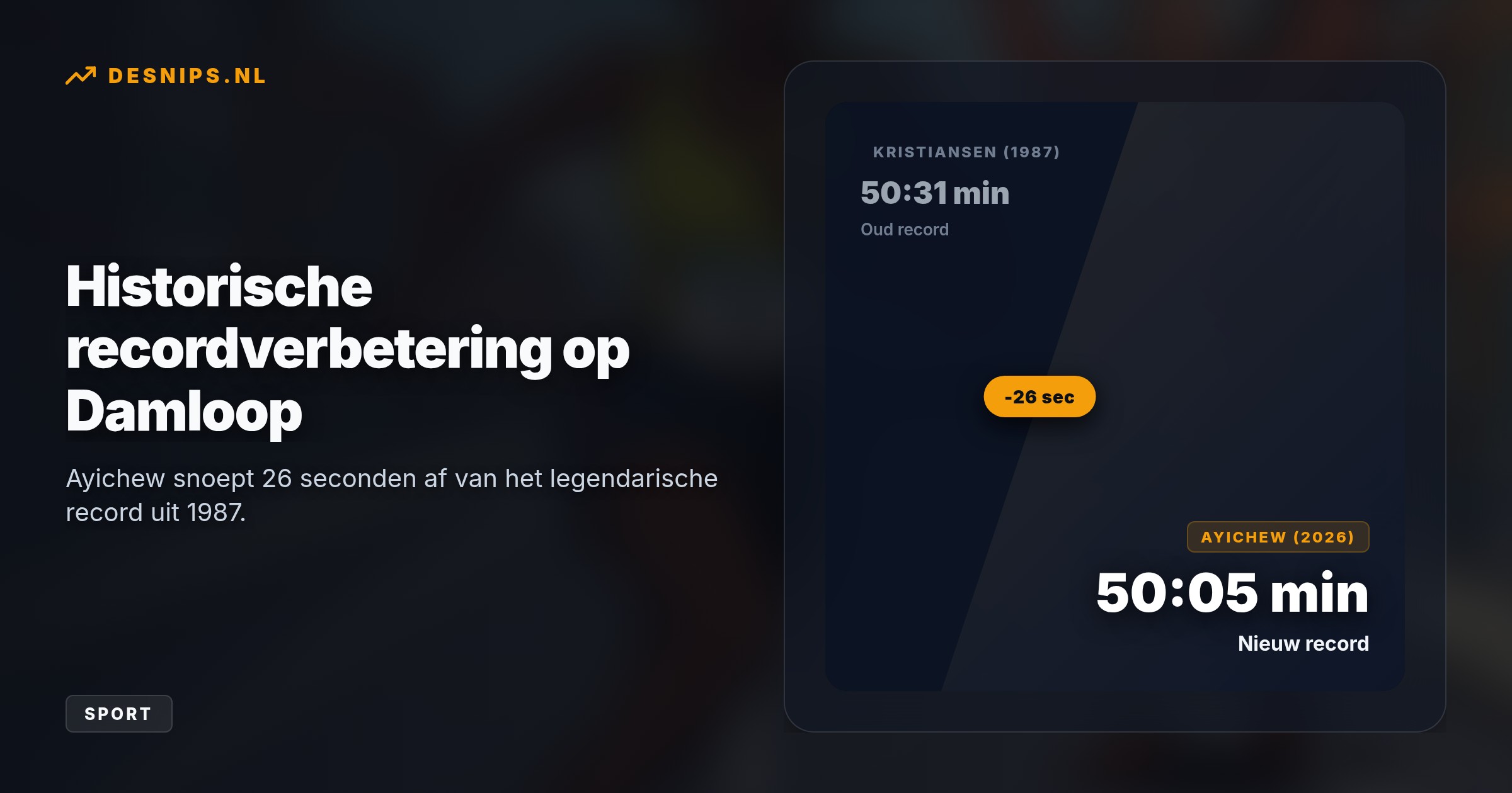 De 21-jarige Ethiopische snelde in 50.05 naar de winst, waarmee ze het record van Ingrid Kristiansen uit 1987 met 26 seconden aanscherpte.