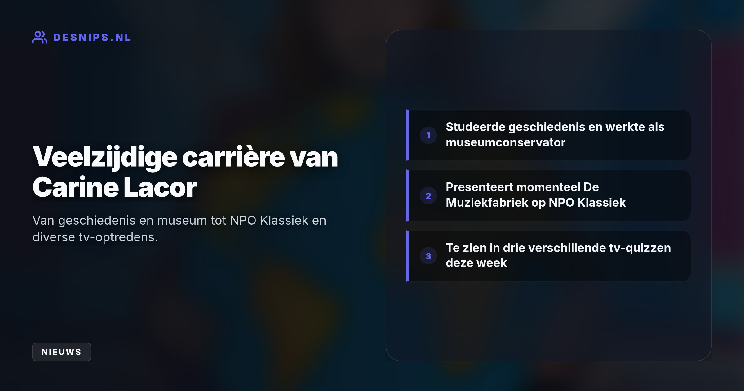 De NPO Klassiek-presentatrice vreest geografische vragen in de populaire quiz, maar is deze week wel in drie verschillende tv-shows te zien.