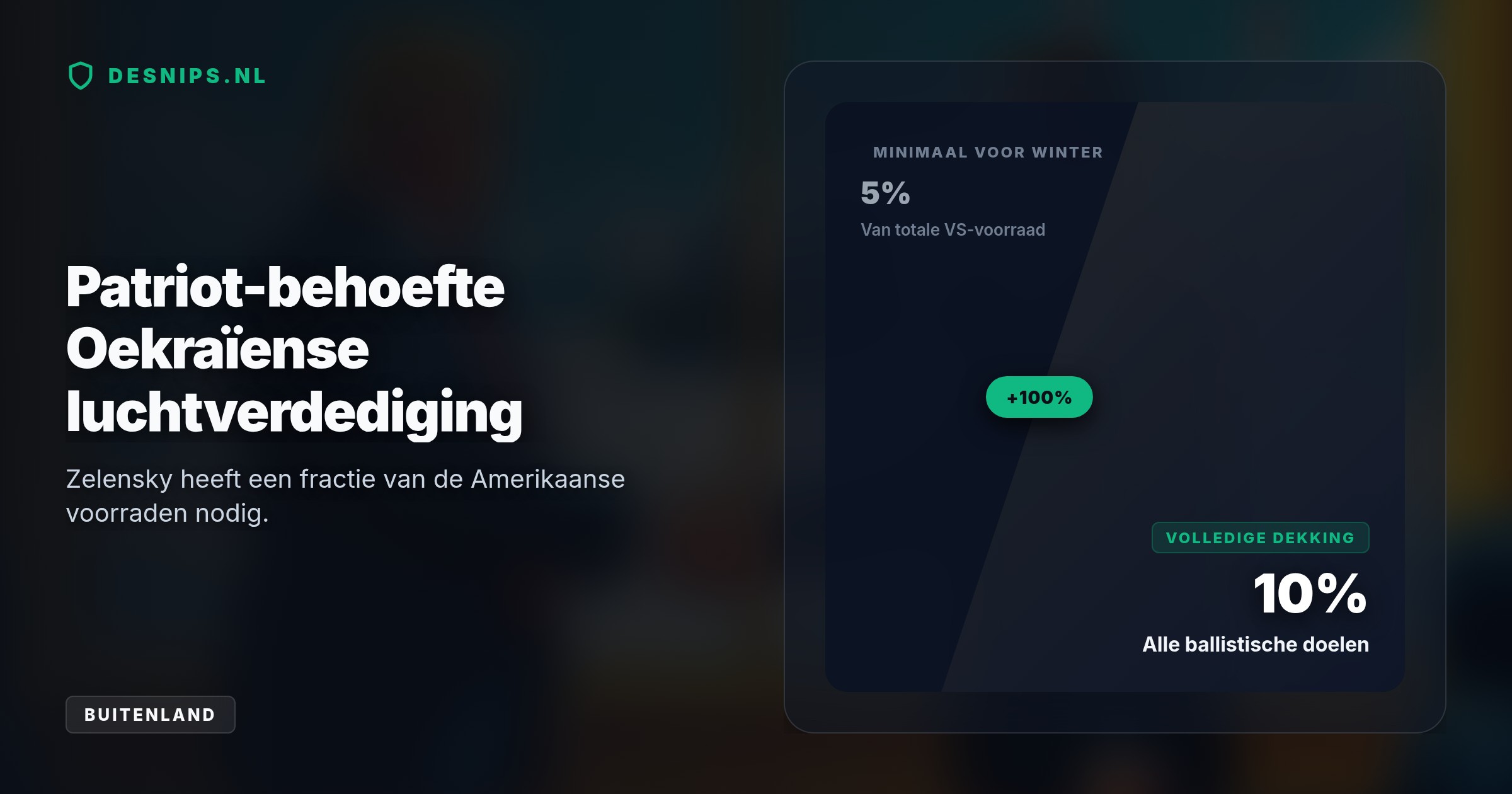 Met dit definitieve jawoord wil Kiev de acute tekorten aan interceptors aanpakken. De opbouw van de defensiecapaciteit met partner Raytheon duurt echter nog ruim een jaar.