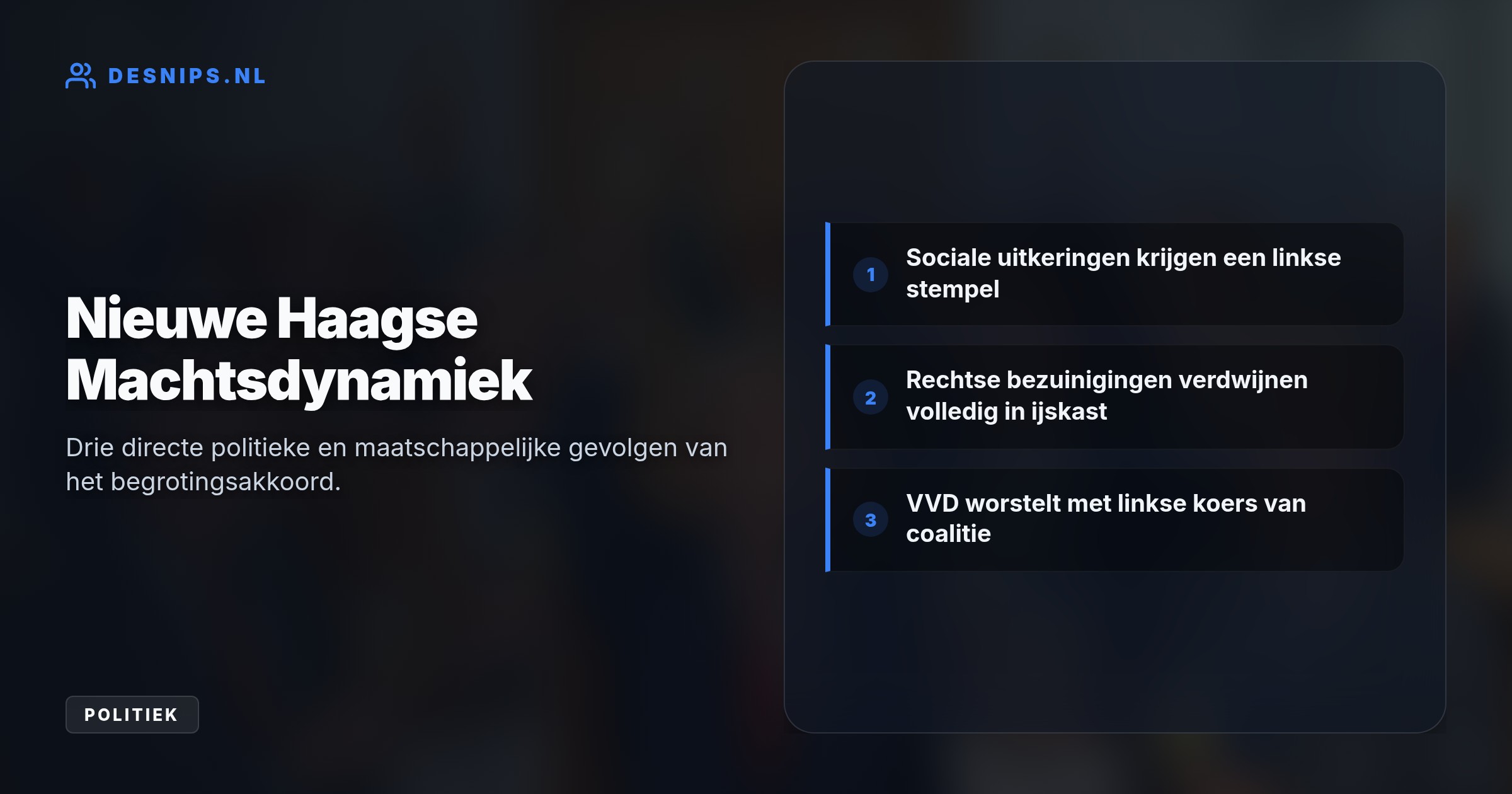 Door een deal over toeslagen en uitkeringen krijgt links weer politieke grip, terwijl het kabinet rechtse bezuinigingen moet opofferen voor cruciale Kamersteun.