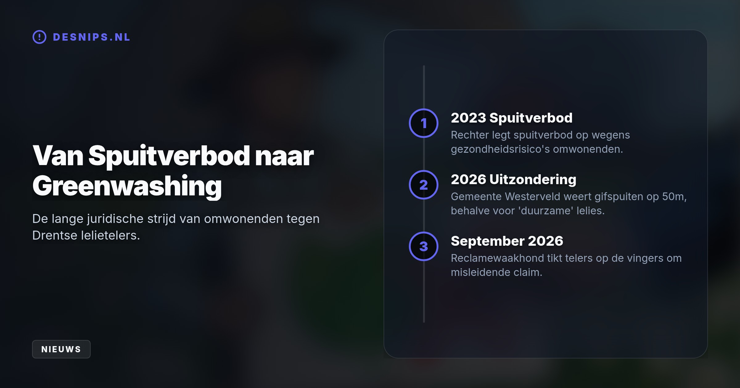 Hoewel telers de 'duurzaamste lelie' beloven, spuiten ze 19 kilo gif per hectare. Dit is 3,39 keer het landelijk gemiddelde van 5,6 kilo per gewas.