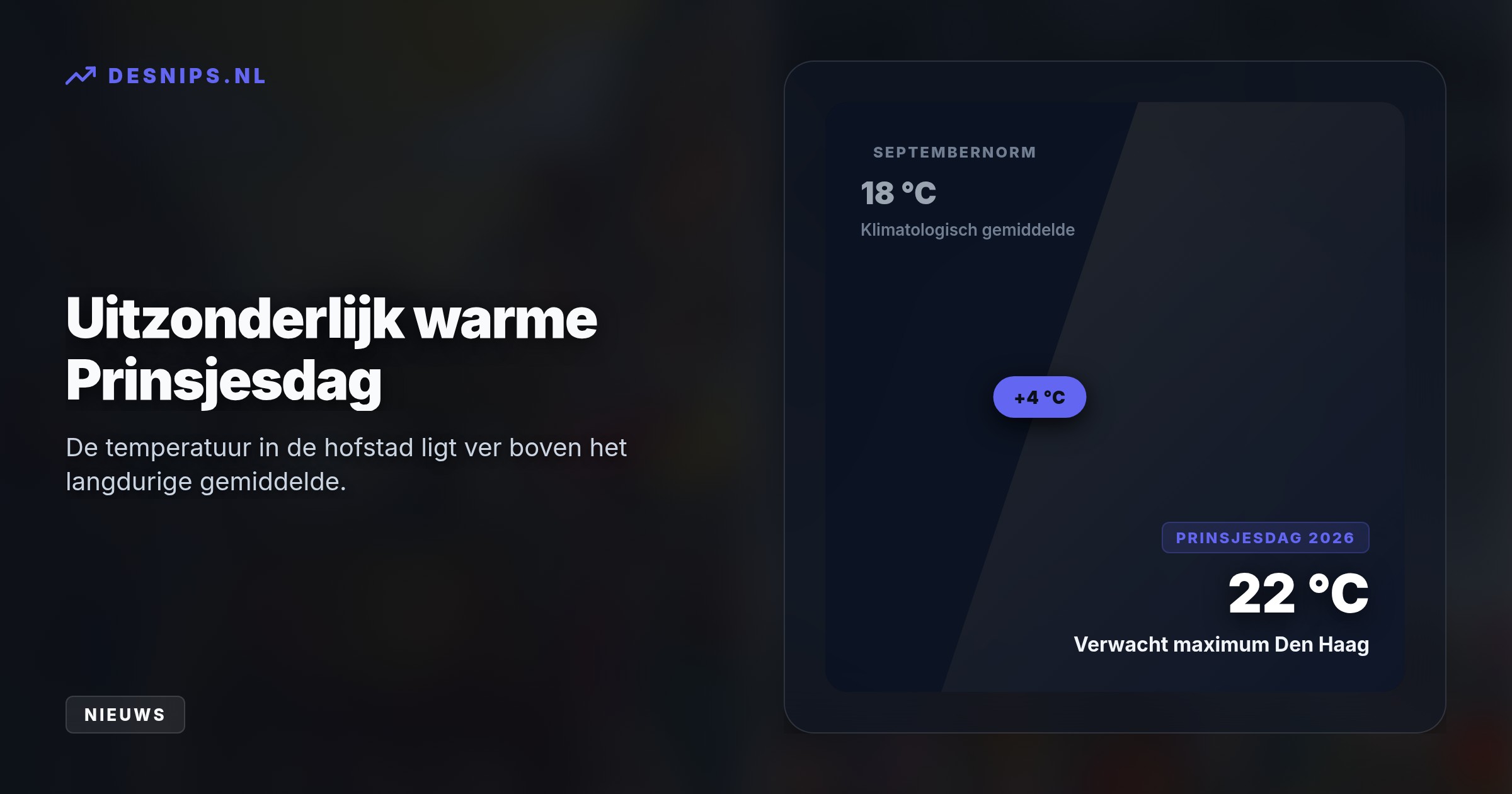 Terwijl de koninklijke stoet overdag geniet van een zonnige en warme Prinsjesdag, trekt er in de avond een actief koudfront met felle onweersbuien over Den Haag.