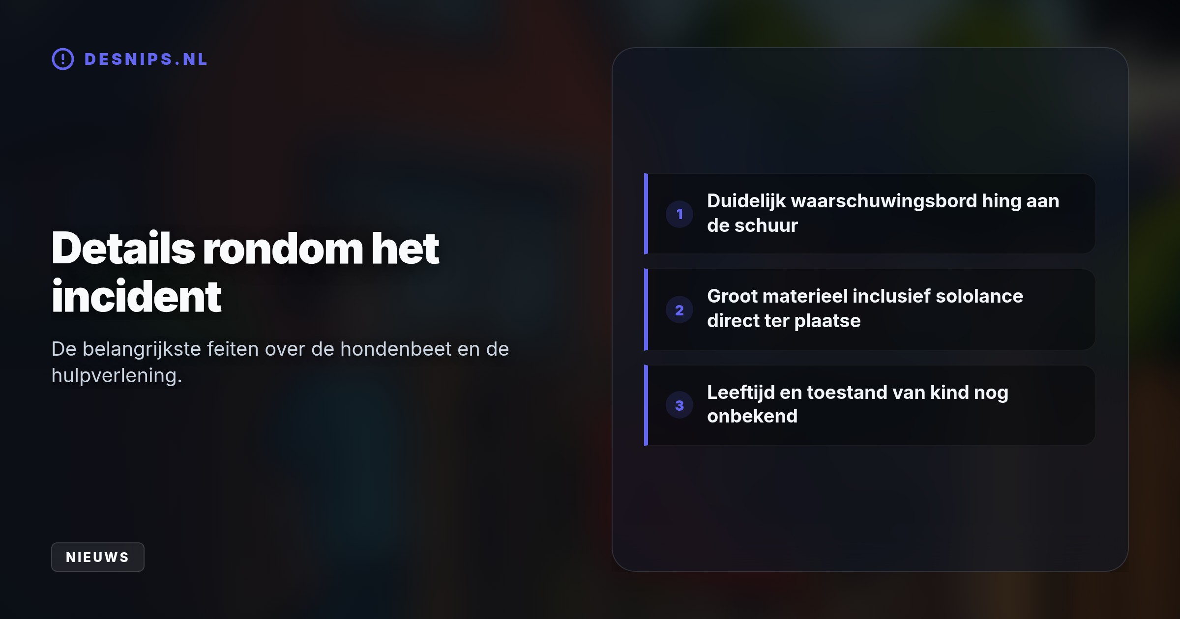 Hulpdiensten rukten met groot materieel uit naar de Mozartstraat in Bunschoten. Aan de schuur hing een expliciet waarschuwingsbord voor hondenbewaking.