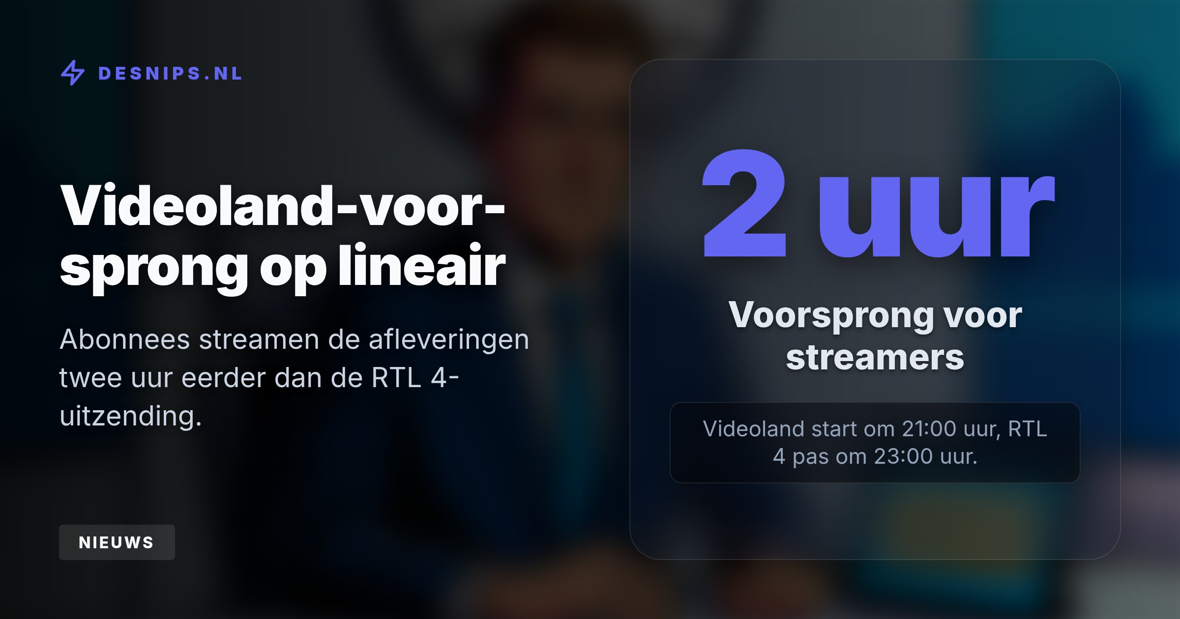 De late uitzending op RTL 4 maakt ruimte voor Renze Klamer. Wie niet wil wachten tot de late avond, kan de satire-afleveringen al om 21:00 uur streamen op Videoland.