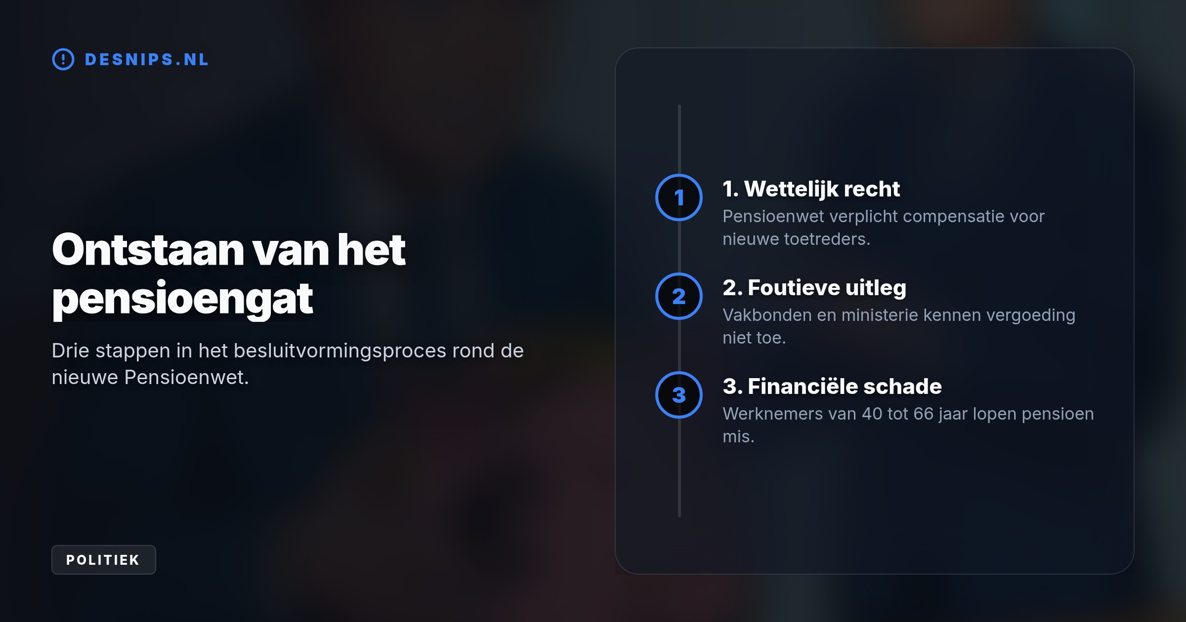 Vakbonden, werkgevers en het ministerie ontzegden overstappers ten onrechte pensioencompensatie. Hierdoor ontstaat honderden miljoenen euro's schade voor tienduizenden werknemers.