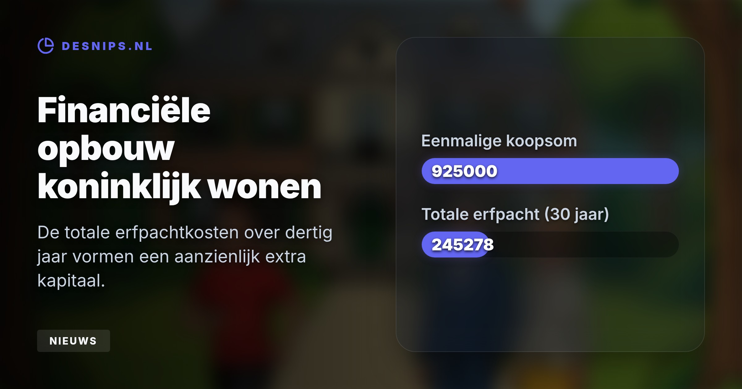 Voor deze monumentale dienstwoning betaal je naast de koopsom dertig jaar lang jaarlijks ruim achtduizend euro erfpacht direct aan de koning.