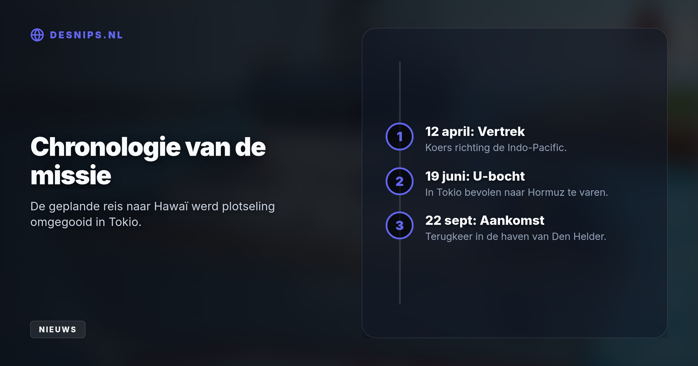 De 200-koppige bemanning van het marineschip keert dinsdag 22 september terug na een missie in de Straat van Hormuz, die werd ingezet na een plotselinge koerswijziging in Tokio.
