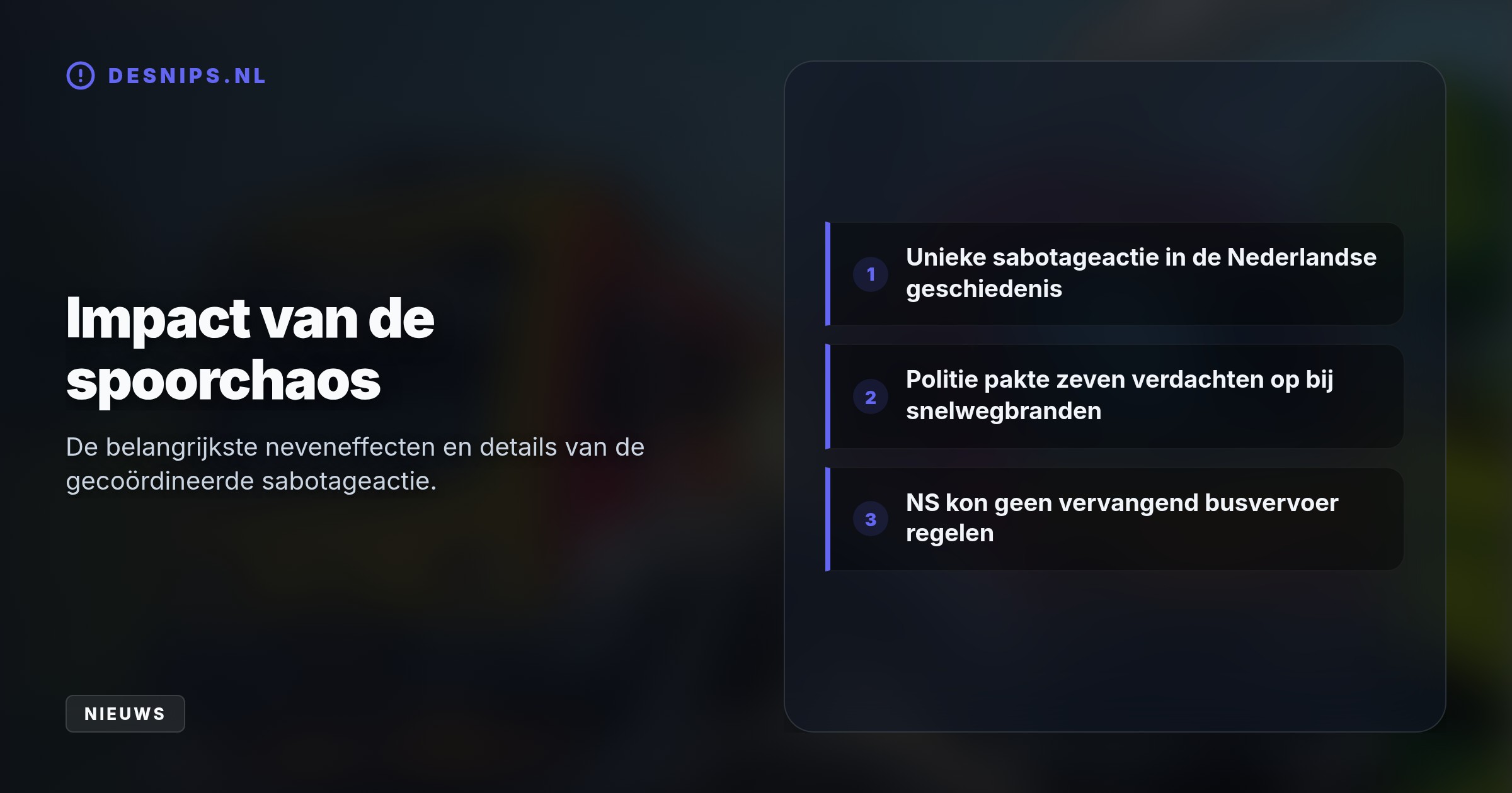 Daders blokkeerden het spoor gecoördineerd met metalen buizen, vermoedelijk wegens Prinsjesdagprotesten. De AIVD helpt de politie bij het onderzoek naar boerenactivisten.