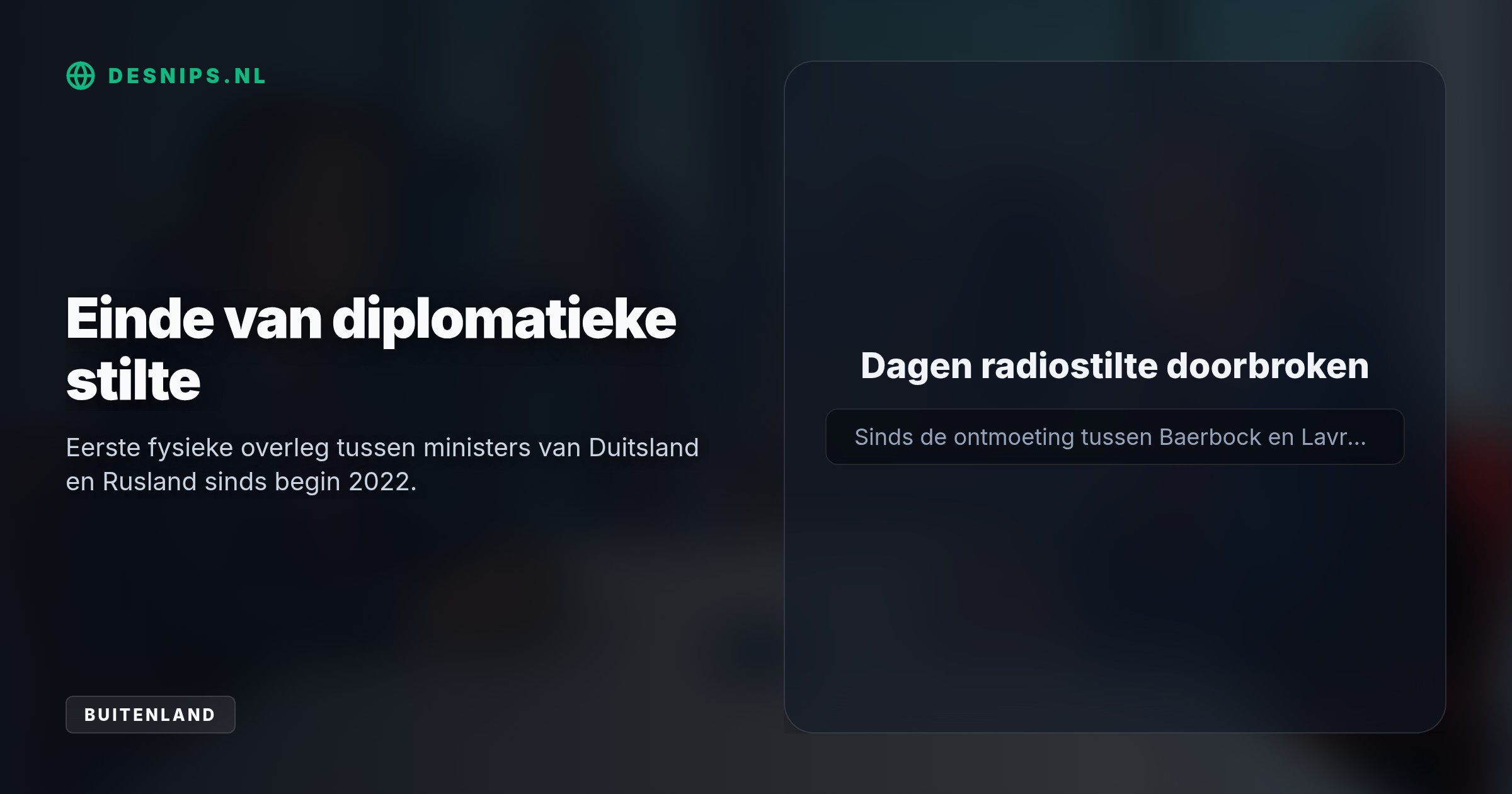Op Duits initiatief spraken ministers Wadephul en Lavrov elkaar kort in New York. Dit 20-minutengesprek heropent de diplomatieke kanalen na jaren van radiostilte.