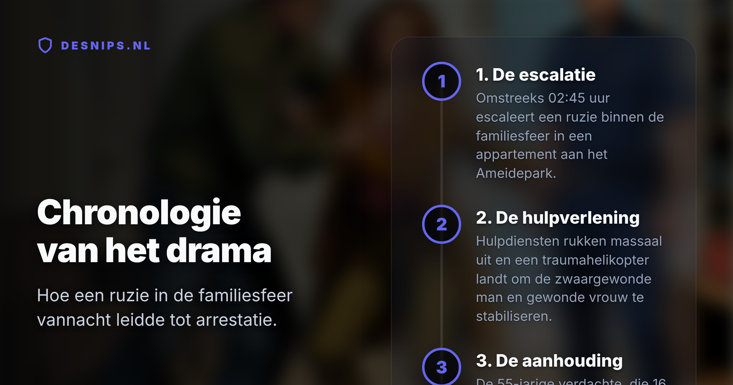 Een ruzie in de familiesfeer liep vannacht in een appartement volledig uit de hand. De politie arresteerde de gewonde vrouwelijke verdachte direct na haar ziekenhuisbehandeling.