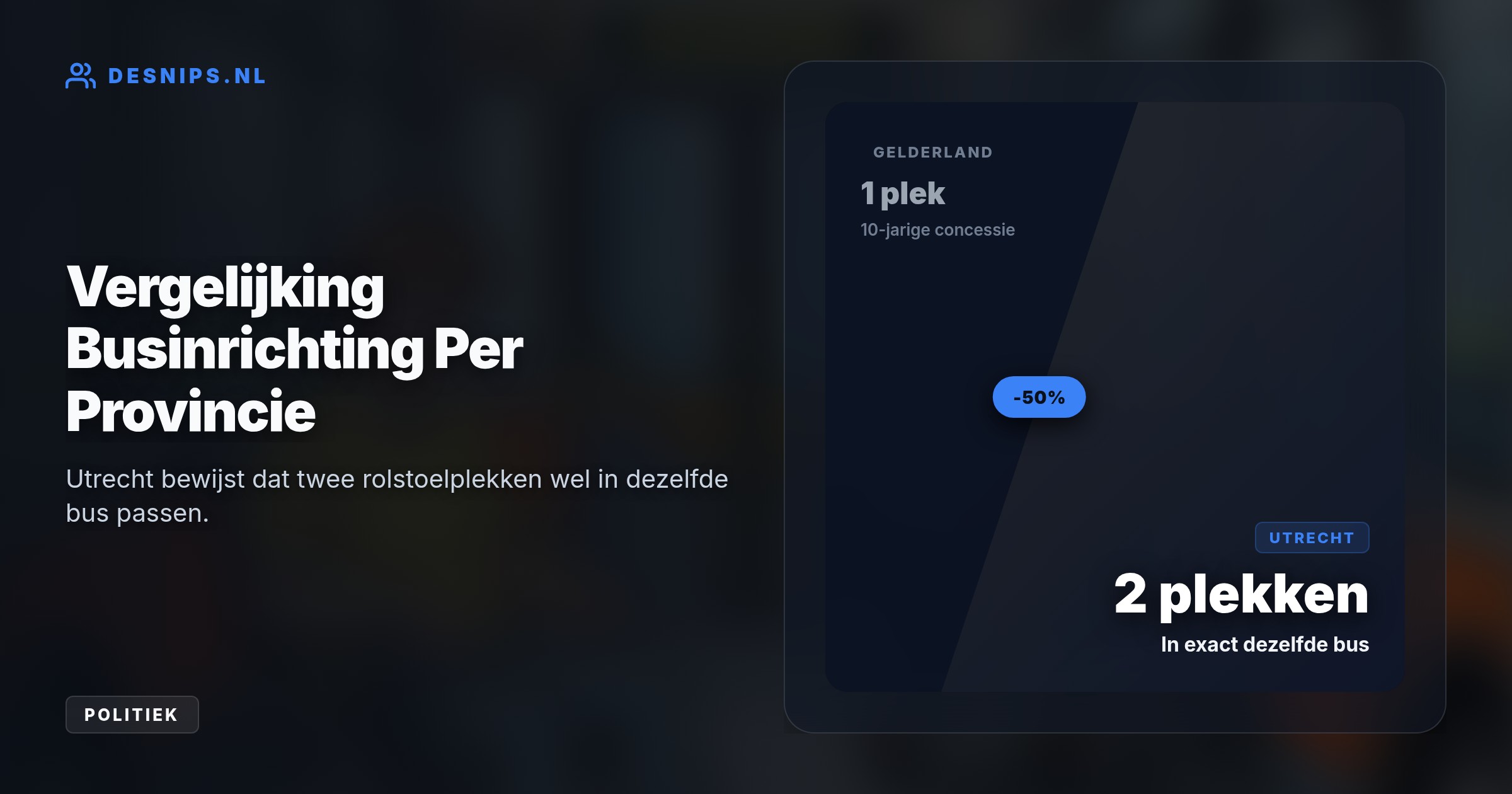 Sinds juni telt elke nieuwe Gelderse bus nog slechts één rolstoelplek. Terwijl belangenorganisaties stappen ondernemen, heeft buurprovincie Utrecht in exact dezelfde bus wél ruimte voor twee.