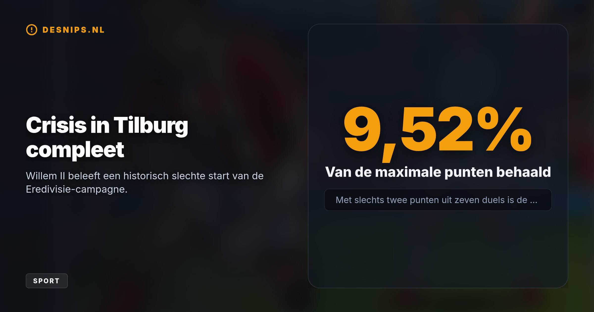 Doelman Maxime Delanghe blunderde in de 79e minuut, waarna Philip Brittijn de 0-1 binnenschoot. De Tilburgers blijven na zeven duels steken op twee punten.