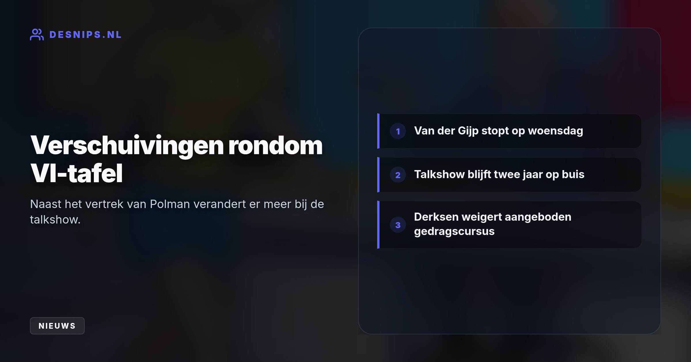 Haar tv-avontuur strandt door frictie met René van der Gijp, die vindt dat de handbalster aan de talkshowtafel simpelweg te weinig te vertellen heeft.