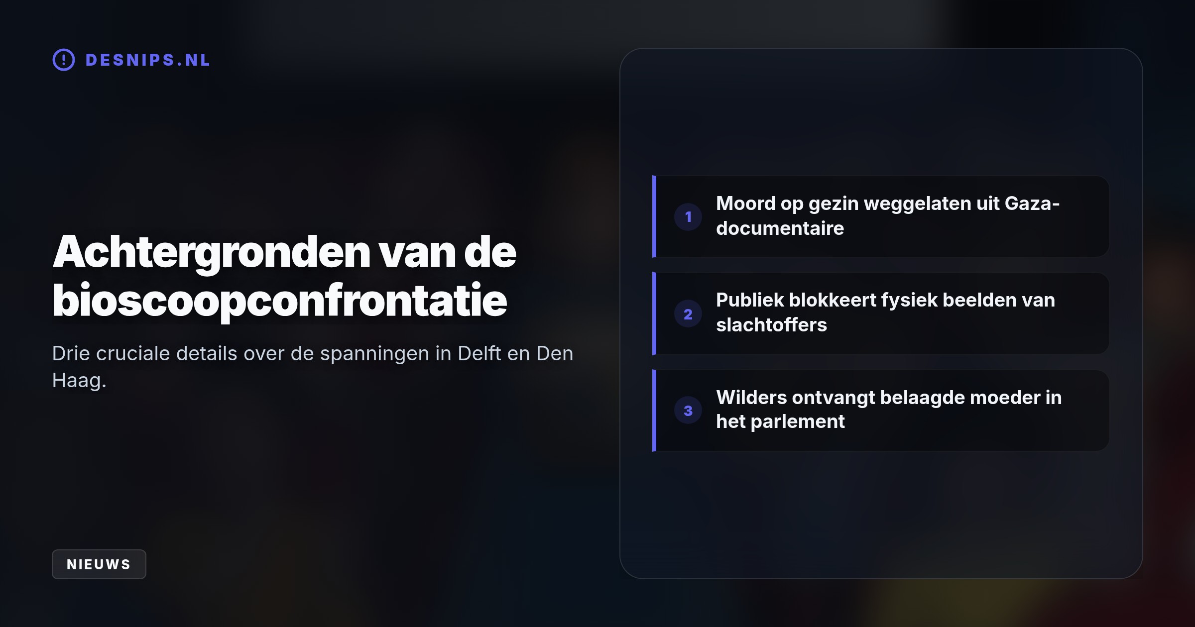 Toen Tassa de filmmakers confronteerde over het weglaten van de moord op haar gezin, reageerde de zaal met 'we don't care'. Ook werd een tegenprojector fysiek geblokkeerd.