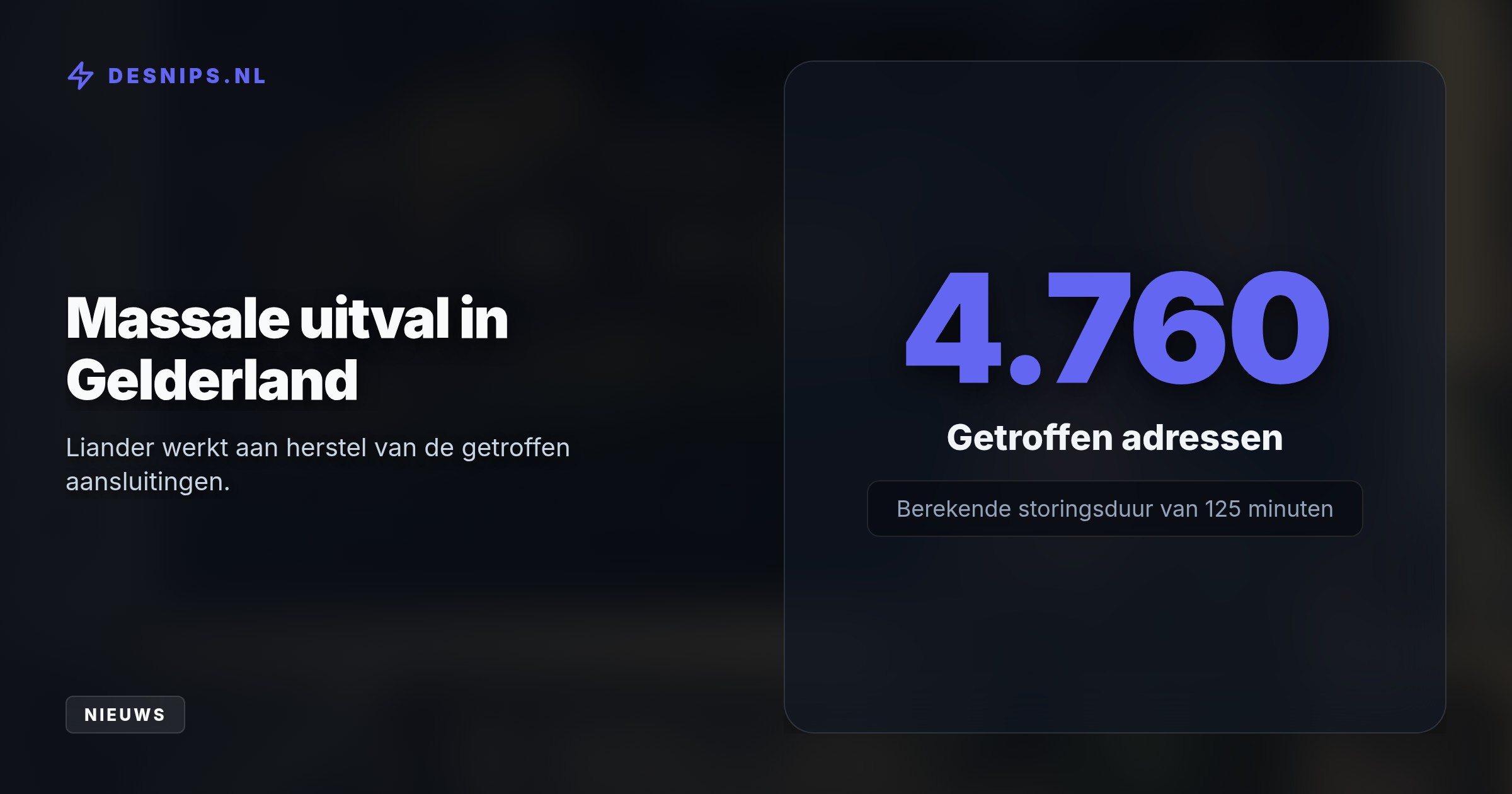 In de regio Gelderland kwamen duizenden huishoudens zonder stroom te zitten. Sporttrainingen en horecakeukens werden stilgelegd terwijl Liander aan het herstel werkt.