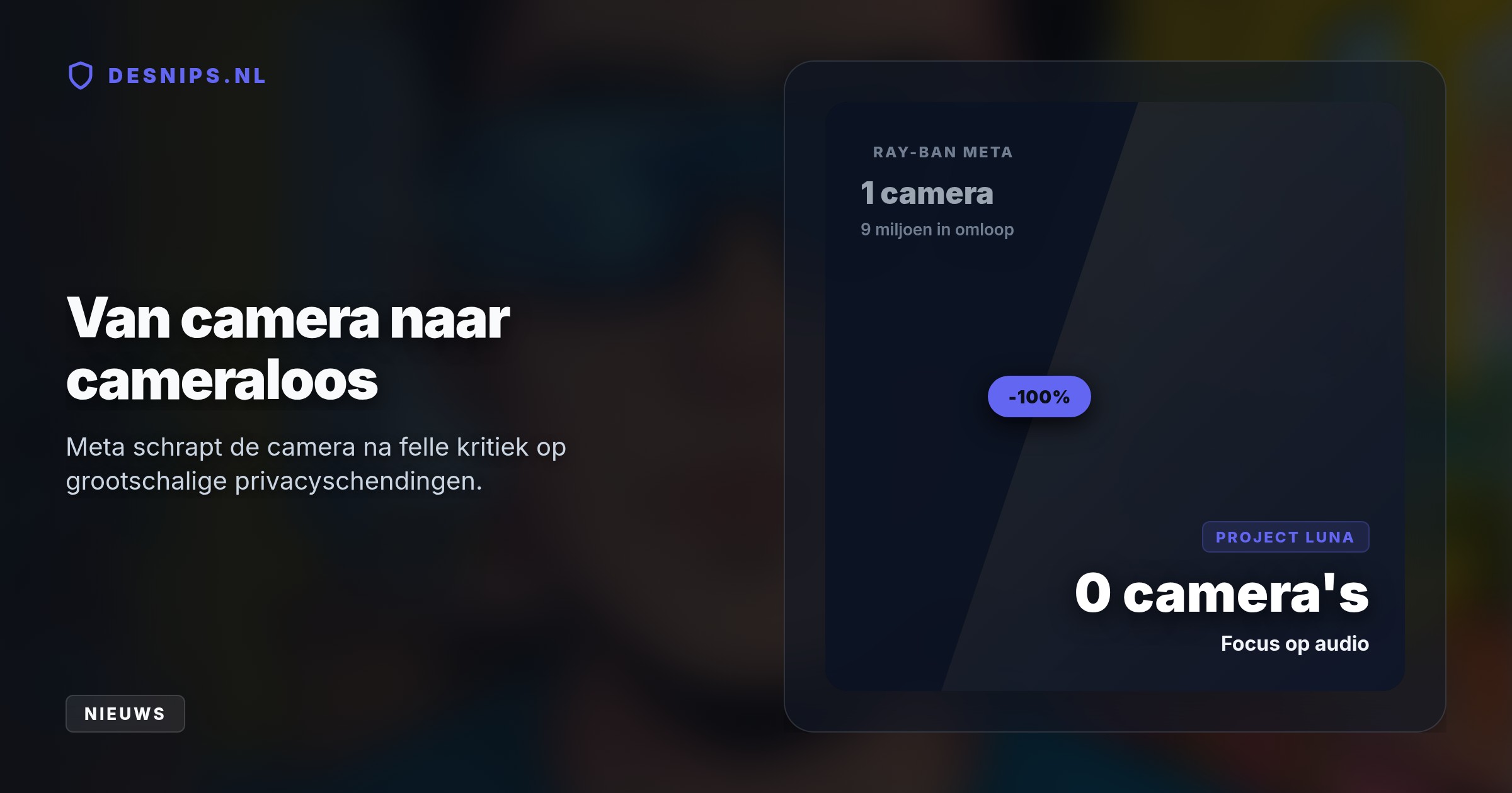 Na claims over het ongevraagd filmen van intieme badkamer- en seksscènes, werkt Meta nu in allerijl aan een cameraloze versie van de slimme bril.