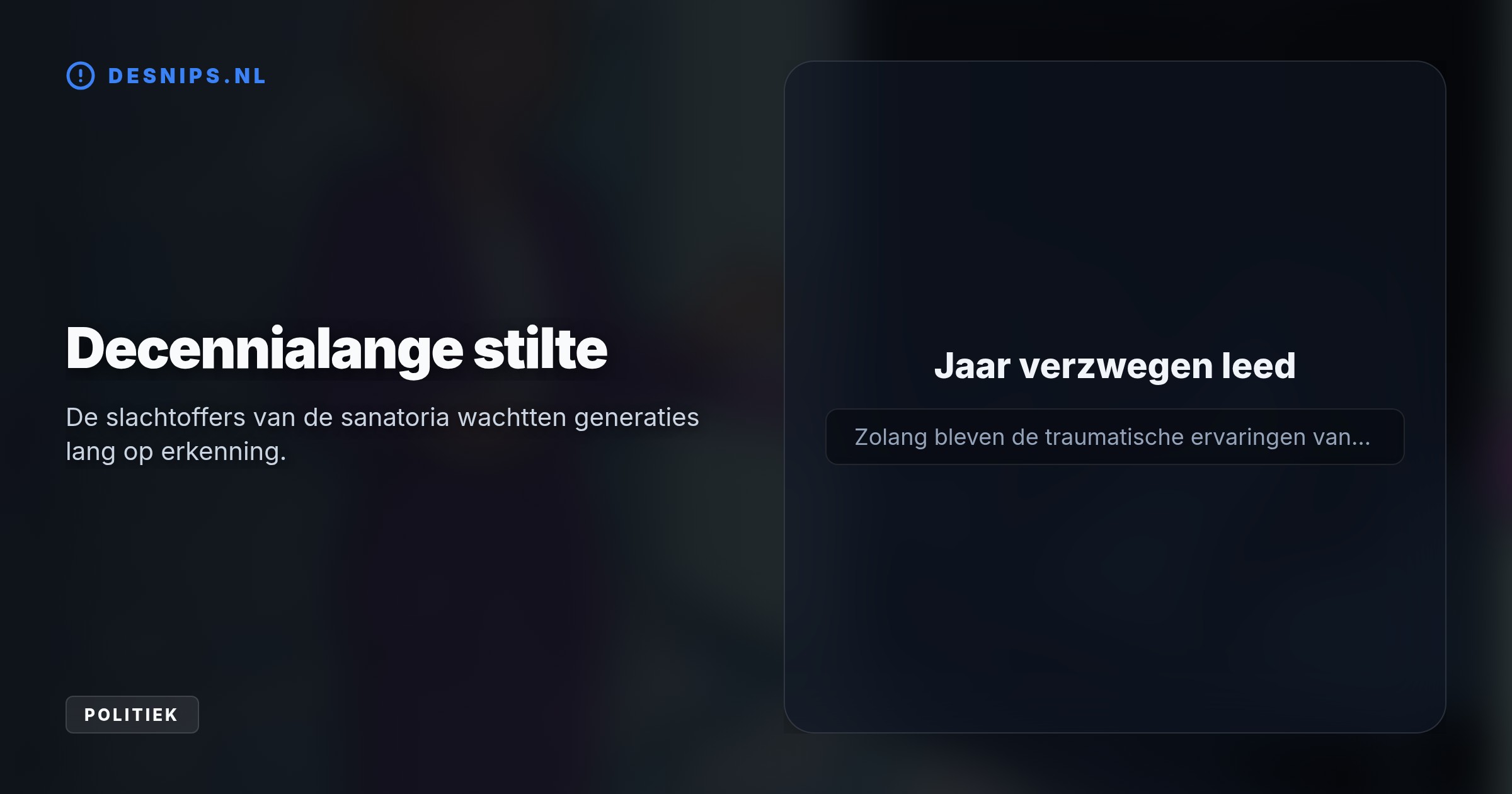 Duizenden tbc-kinderen werden destijds mishandeld door nonnen, maar bleven onzichtbaar in eerdere misbruikonderzoeken. Westerveld wil nu erkenning van minister Sterk.