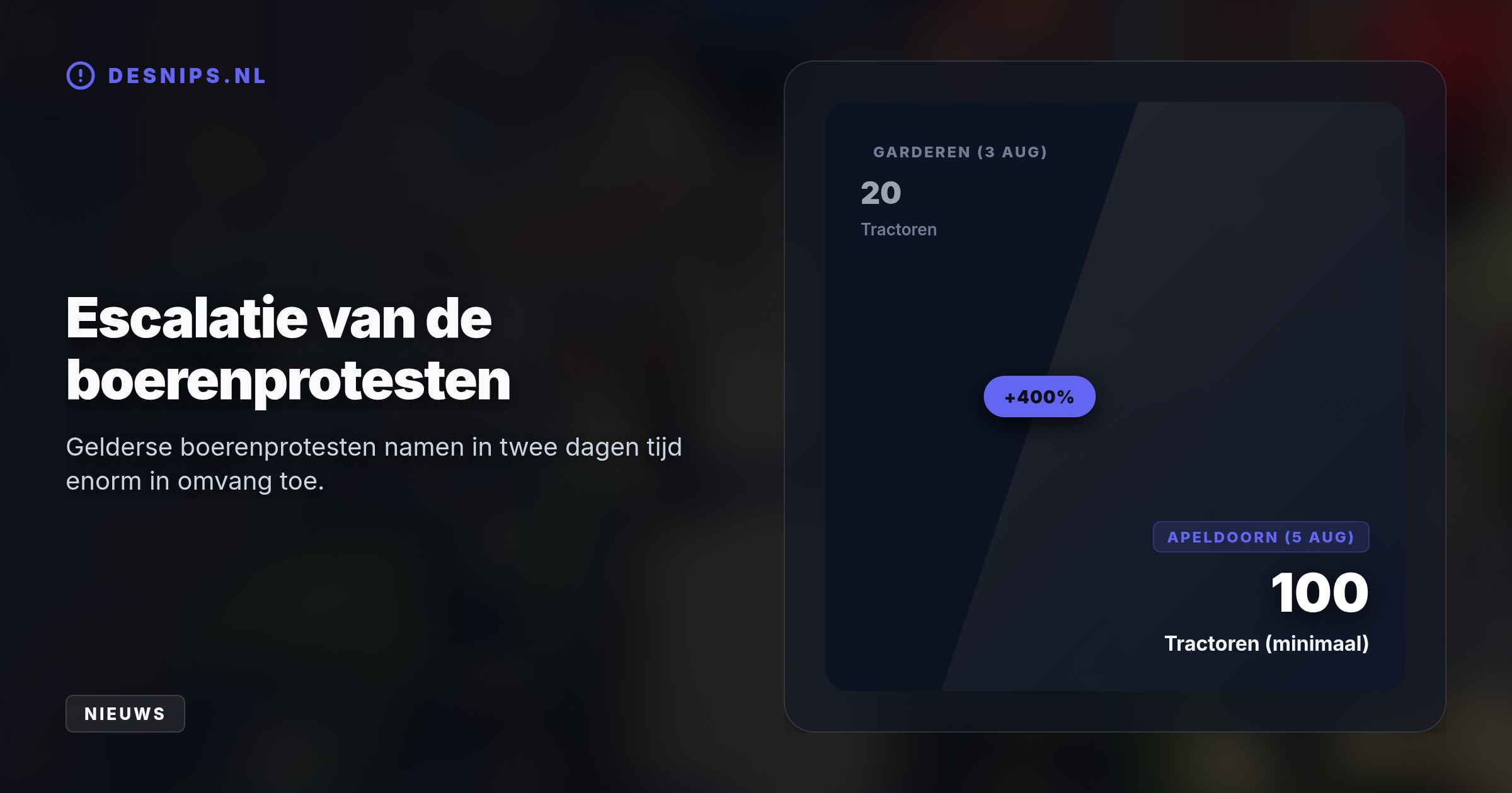 Ruim honderd tractoren denderden woensdagavond onaangekondigd door Apeldoornse wijken en negeerden rode lichten om meer inspraak in het landbouwbeleid te eisen.