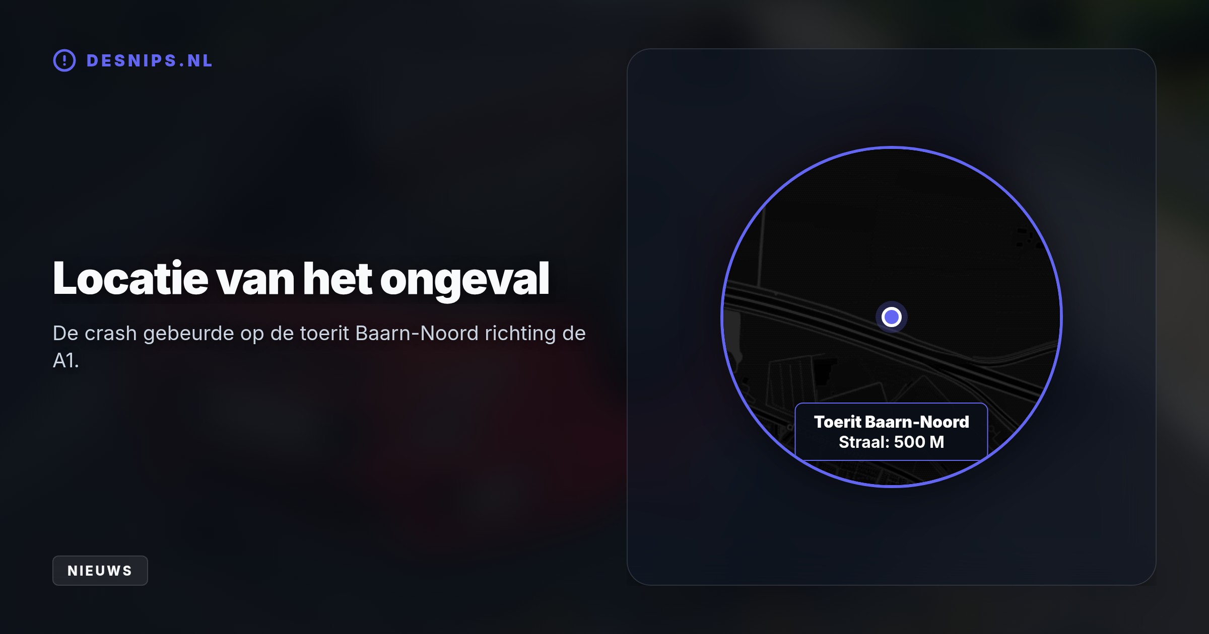 De toerit Baarn-Noord lag na de crash bezaaid met frisdrankblikjes, muntgeld en talloze schroeven. Hulpdiensten bevrijdden twee beknelde inzittenden, die gewond naar het ziekenhuis zijn gebracht.