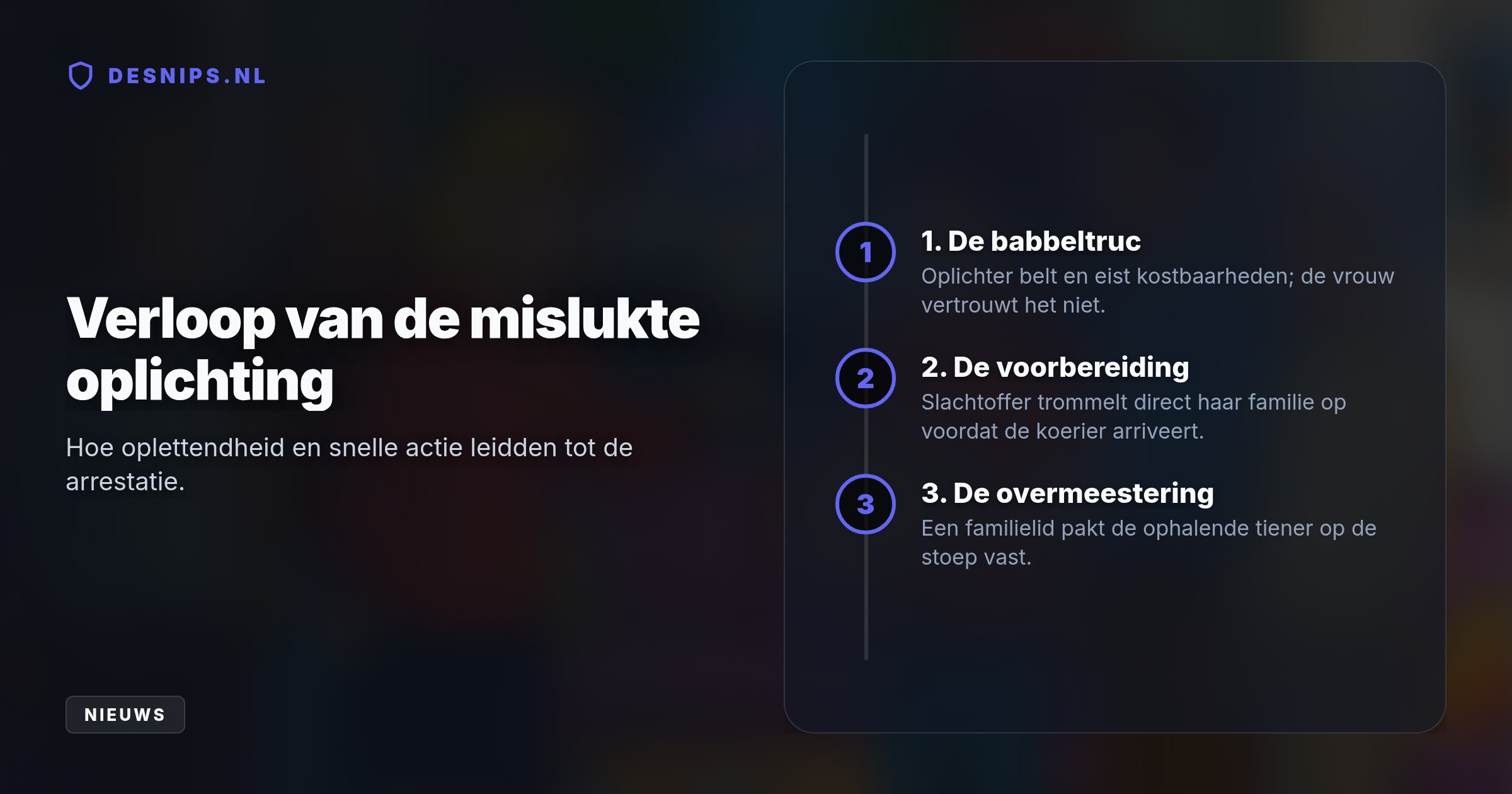 Een bewoonster uit Goirle vertrouwde een telefoontje van een nepagent niet. Haar familie hield de tiener die de spullen kwam ophalen vast tot de echte politie arriveerde.