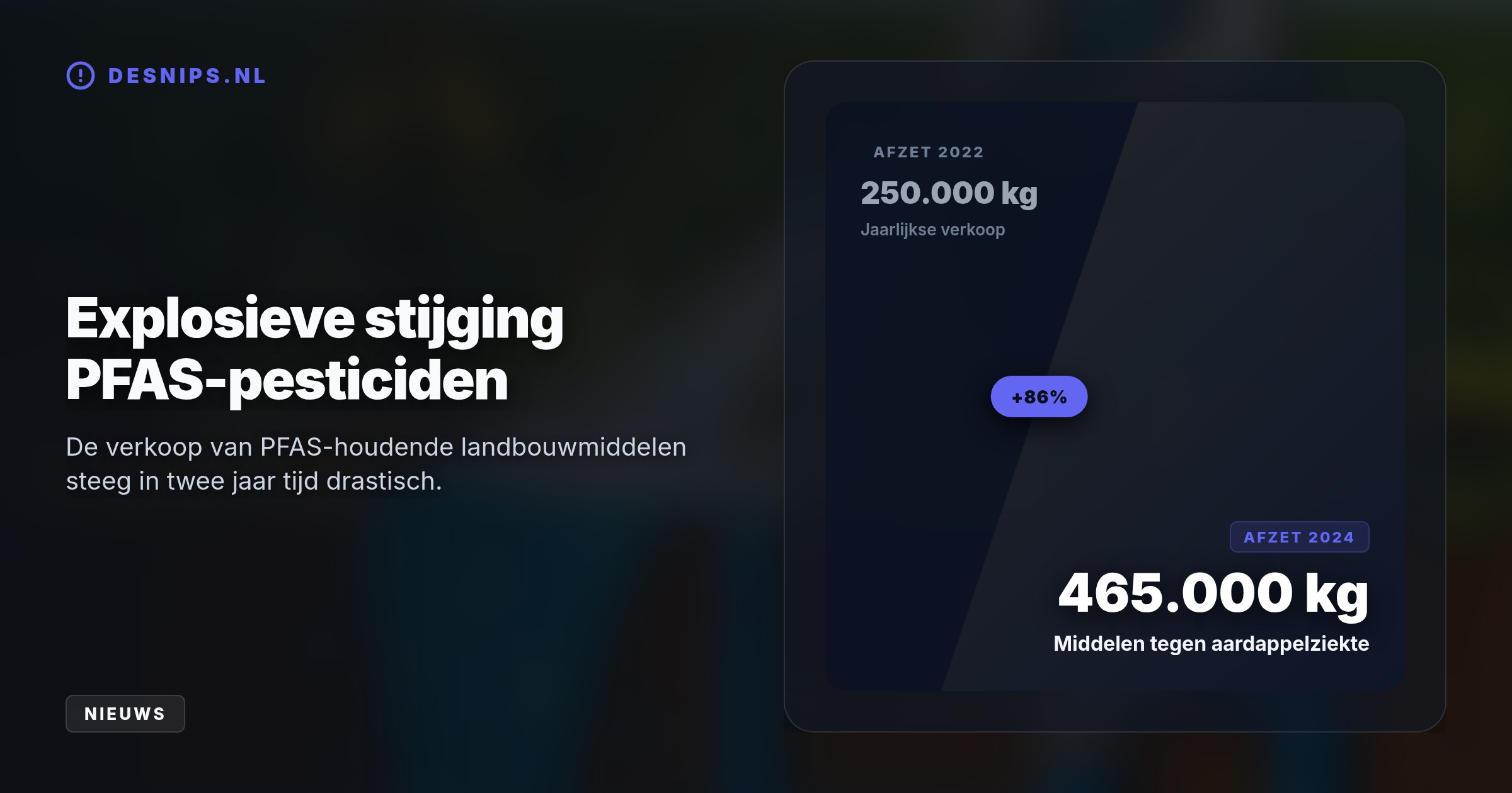 Jaarlijks lekt 21.000 kilo PFAS-gif uit de landbouw in ons drinkwater. De Inspectie eist actie, aangezien zuivering de burger miljarden gaat kosten.