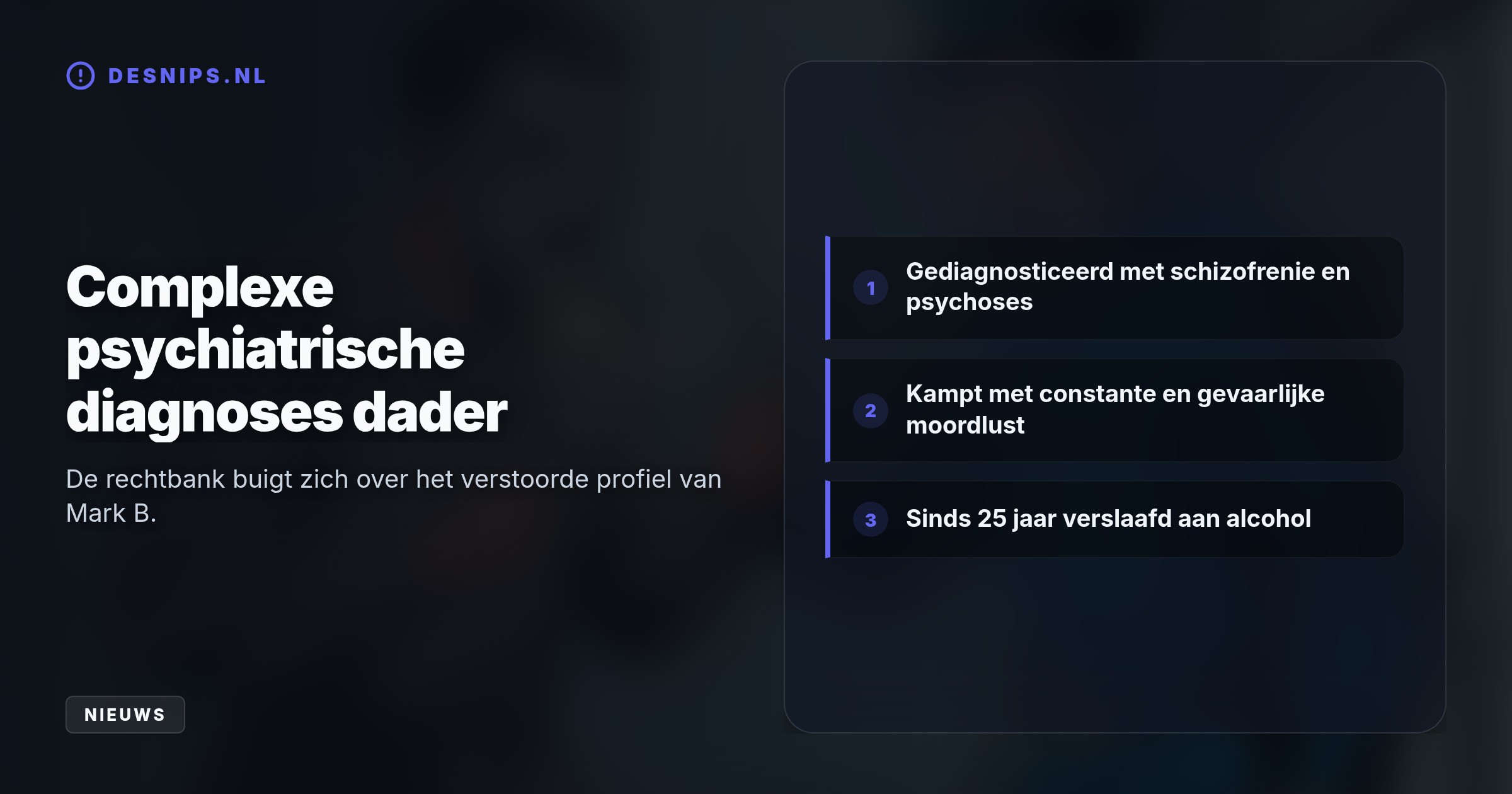 De 33-jarige Mark B. stak een bewaker in zijn hals. Door psychische problemen en een moordlust wilde hij met de daad zijn verblijf in de gevangenis verlengen.