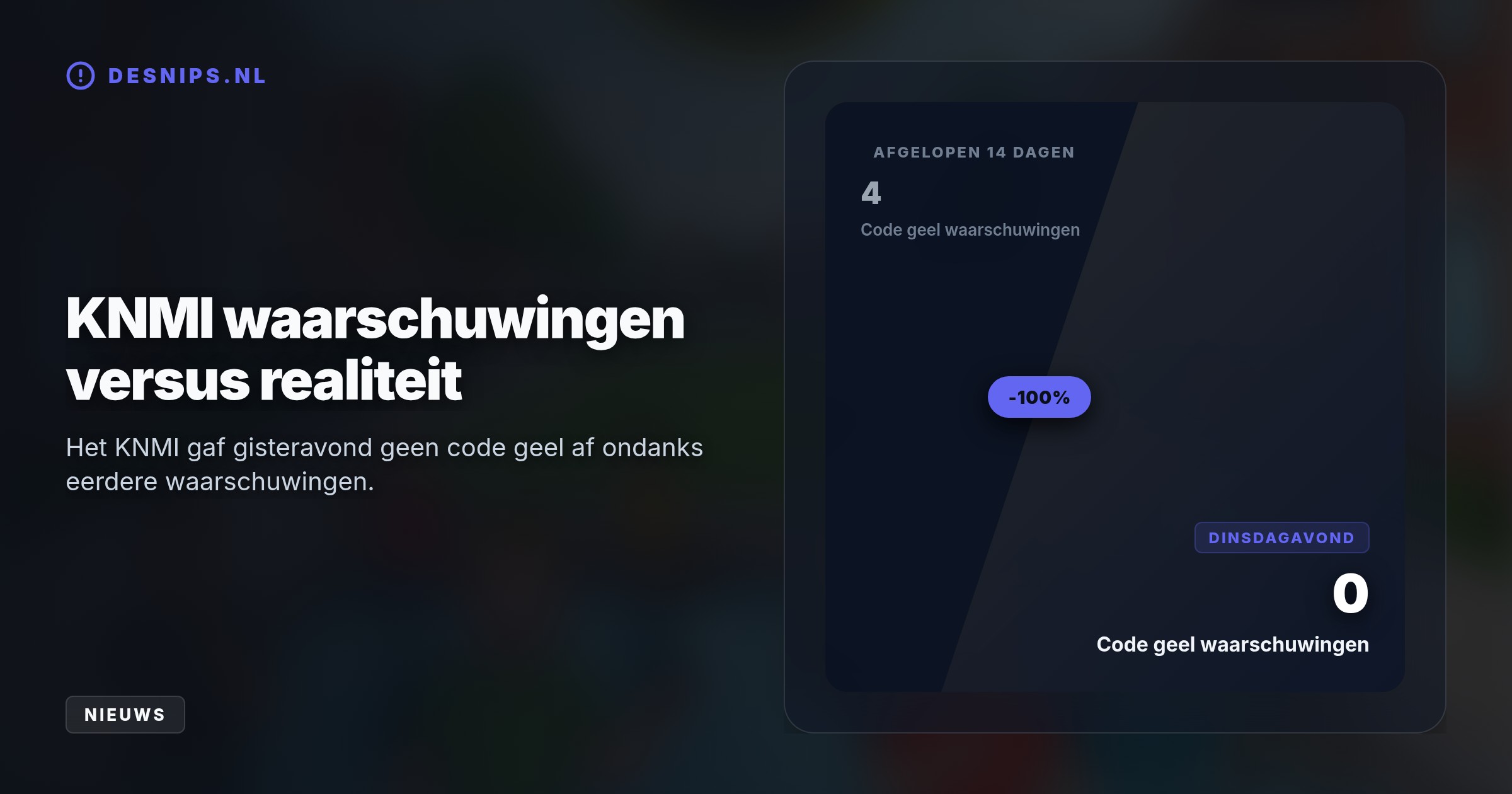 Doordat weermodellen de snelle verdamping van warm Noordzeewater onderschatten, bleef code geel uit. De overvloedige regenval lost het neerslagtekort van 250 mm echter niet op.