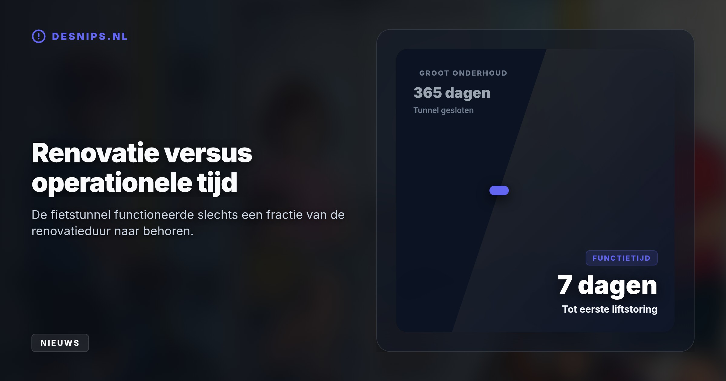 Slechts zeven dagen na de heropening na een jaar renovatie weigeren de liften van de fietstunnel alweer dienst. Een moeder met twee jonge kinderen zat negentig minuten lang opgesloten.