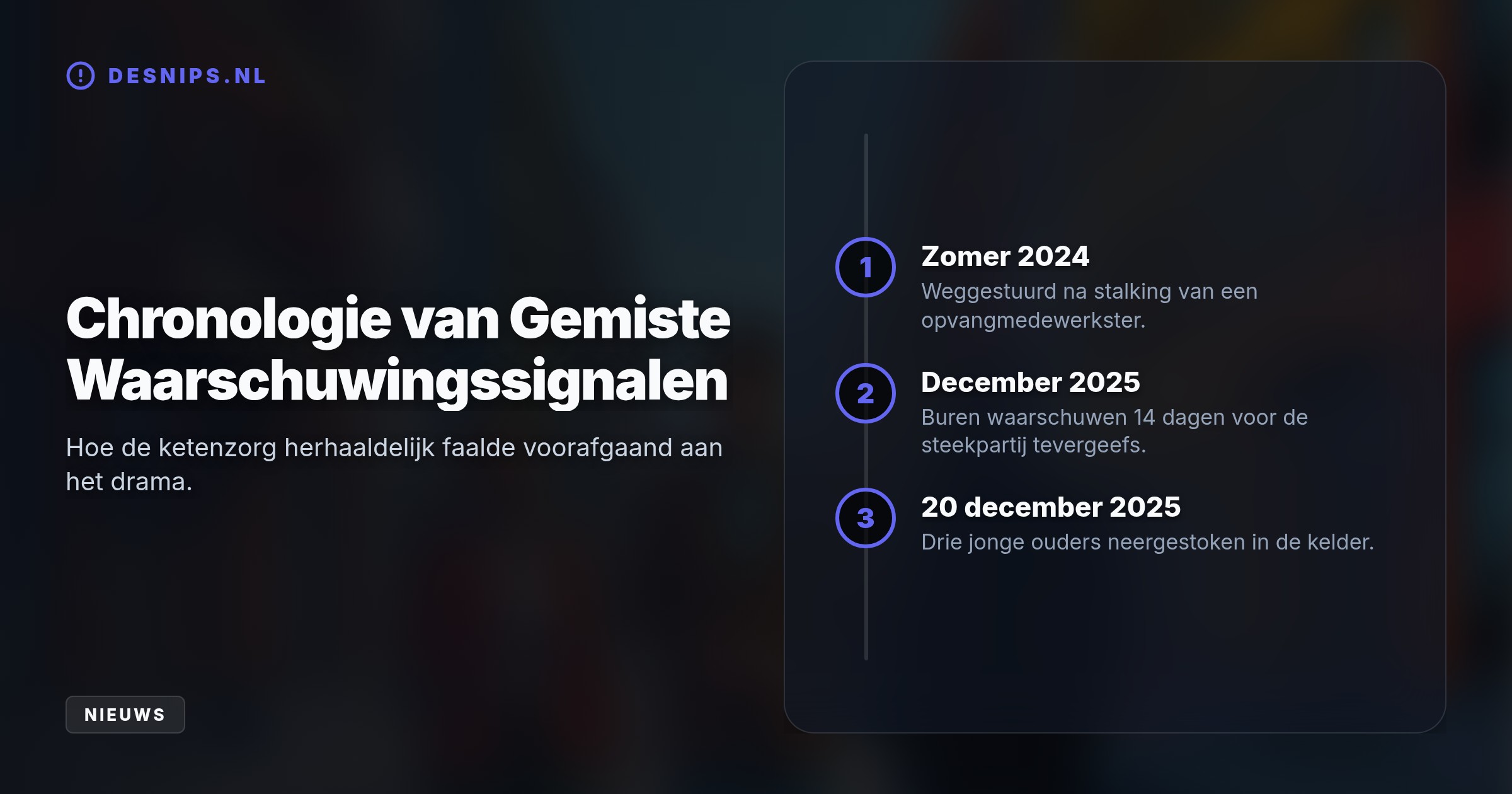 De dertigjarige dader was al jaren bekend bij zorginstanties. Hoewel buren twee weken voor het drama alarm sloegen over zijn verwarde gedrag, greep er niemand in.