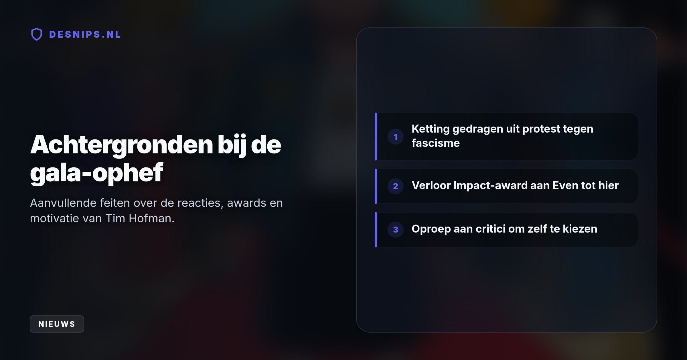 In zijn podcast verdedigt de BNNVARA-presentator zijn opvallende outfit op het Televizier-Gala. Hij noemt kleding een vrije keuze en ziet zijn antifa-ketting als verzet tegen fascisme.