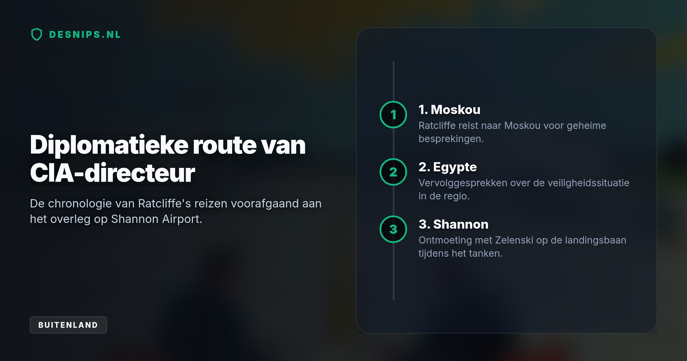 De ontmoeting volgt na een mysterieus CIA-bezoek aan Moskou en vlak voor Zelenski's overleg met Donald Trump, die eist dat Oekraïne stopt met aanvallen op Russische olieraffinaderijen.