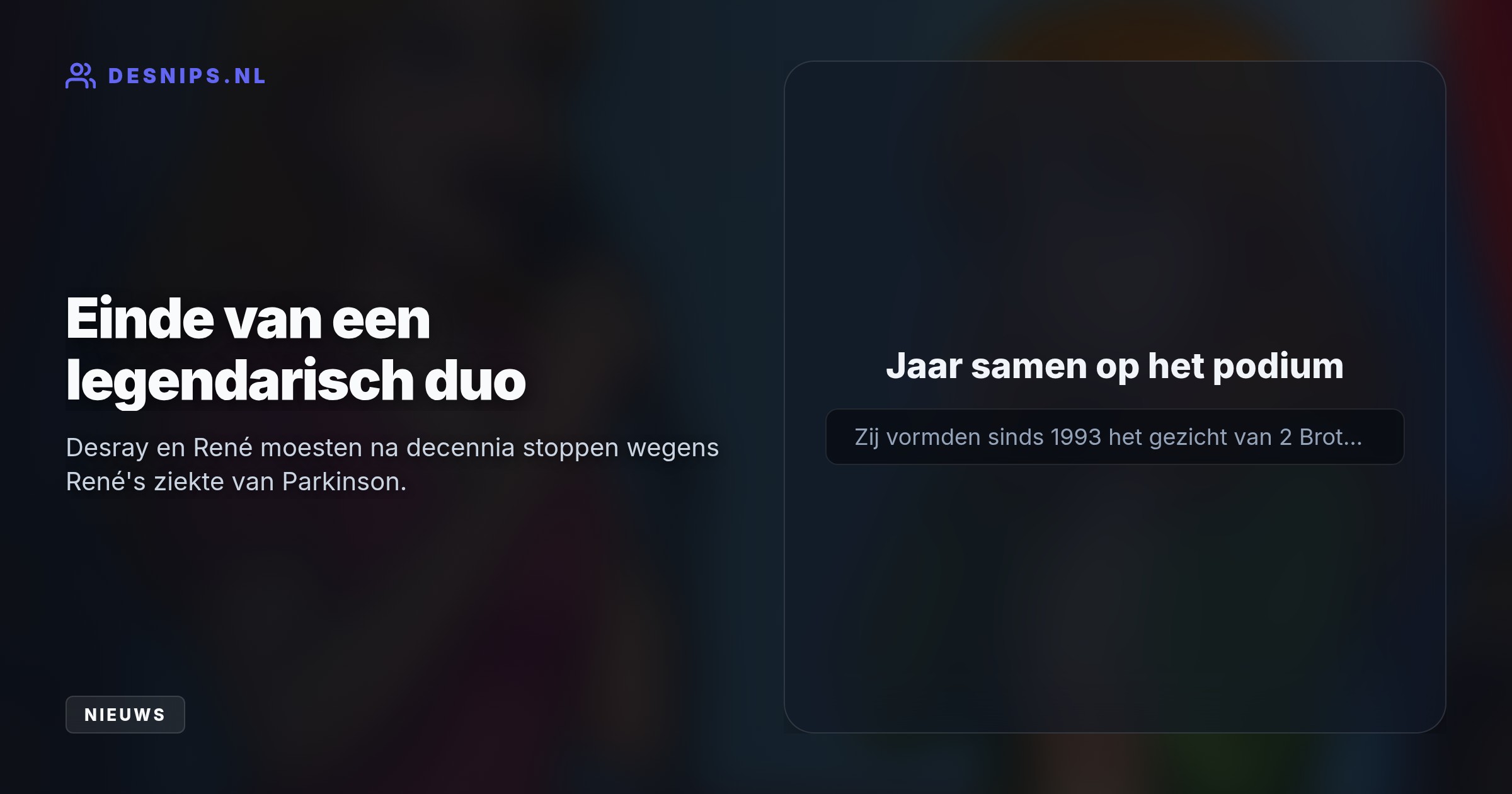 Desray blikte terug op haar strijd met borstkanker en het afscheid na 33 jaar van René (Parkinson). Zoë's Nederlandse cover van 'Never Alone' bracht iedereen in tranen.