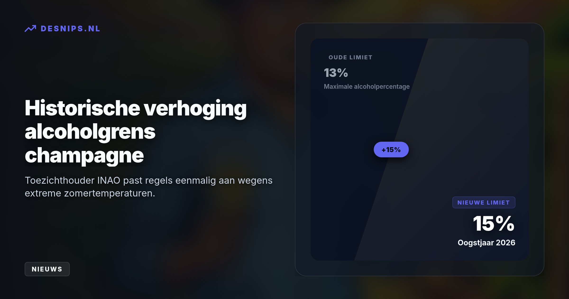 Door extreme hitte in 2026 zijn champagne-druiven zoeter dan ooit. Producenten mengen de extra sterke wijn echter met oudere reservewijnen om het vertrouwde alcoholpercentage te behouden.