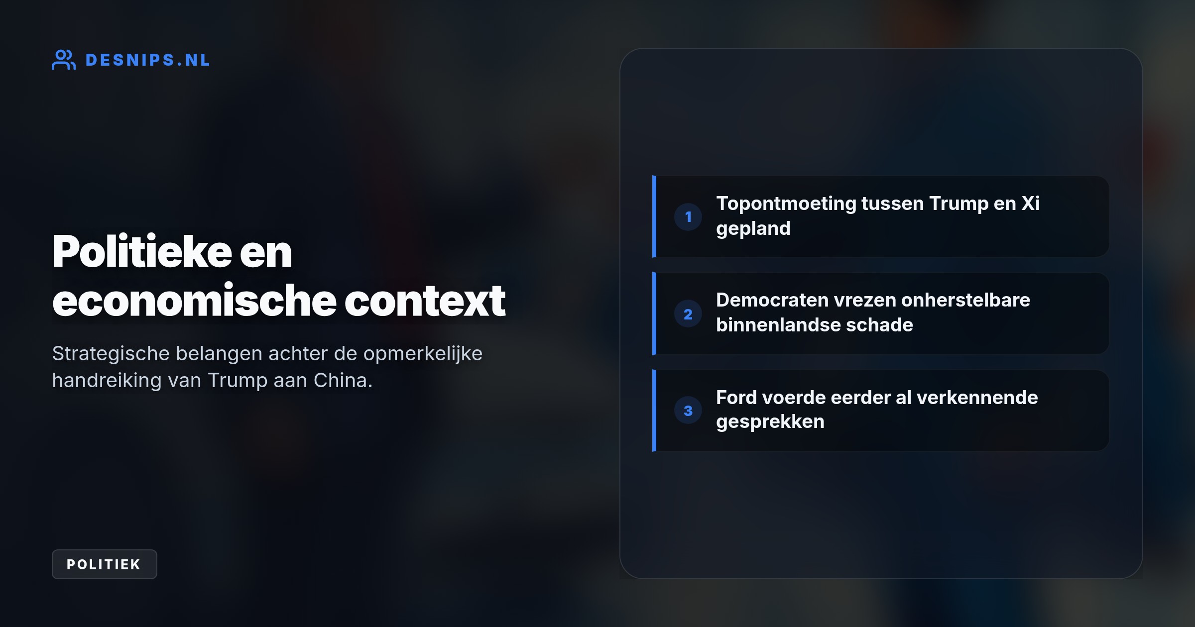 Om Amerikaanse banen te beschermen mag China op Amerikaanse bodem produceren. Zo omzeilen zij de importtarieven, mits er uitsluitend lokaal personeel wordt aangenomen.