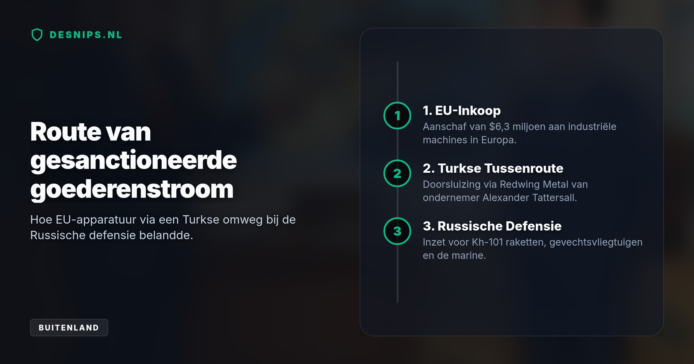 Alexander Tattersall leverde via Turkije voor ruim 6 miljoen dollar aan machines voor Russische raketten en oorlogsschepen. Britse tegoeden zijn direct bevroren.