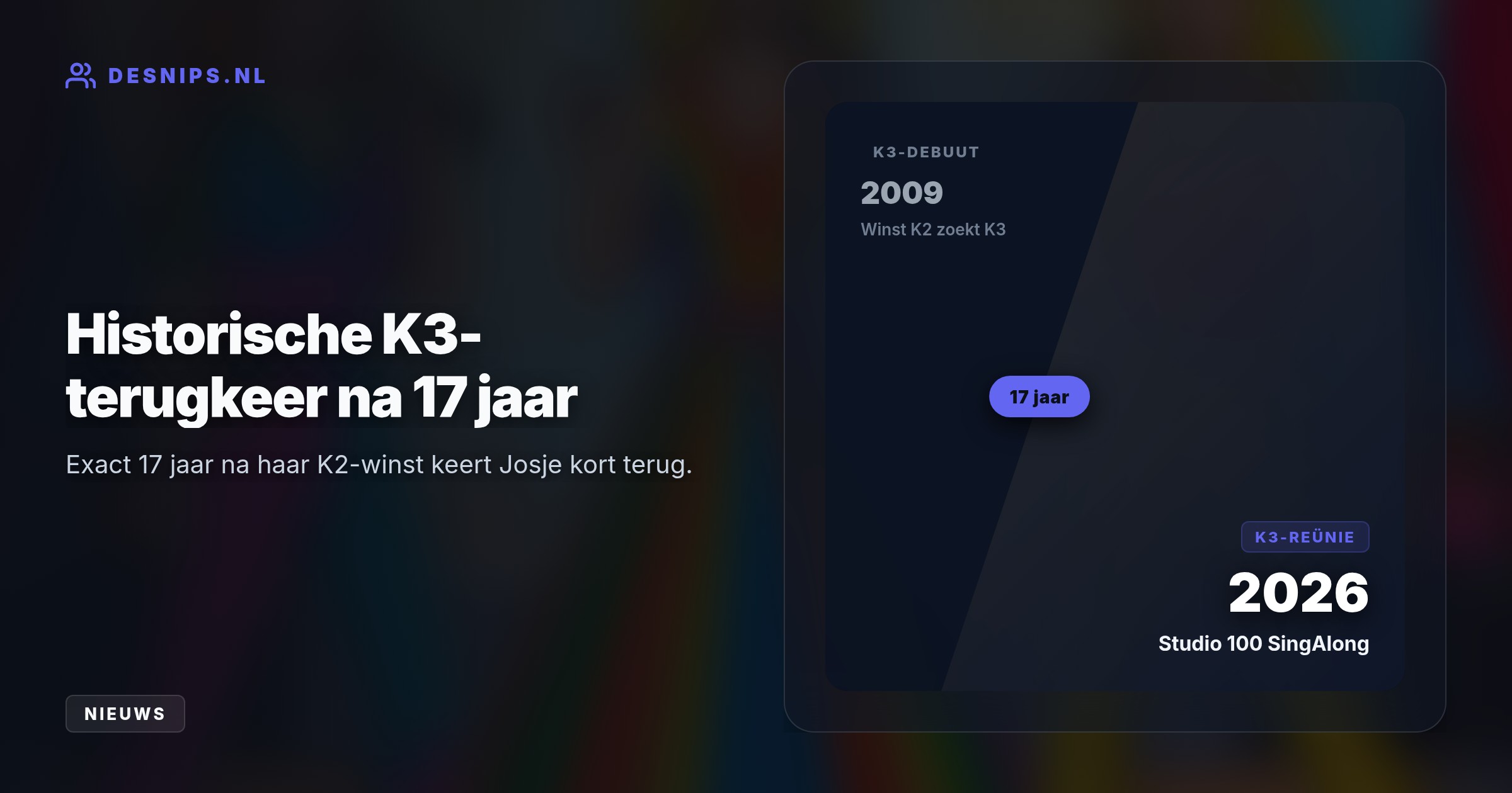 De 40-jarige zangeres treedt in december op met Marthe en Julia tijdens de Studio 100 SingAlong in Antwerpen en Rotterdam, omdat Hanne rust moet nemen vanwege haar zwangerschap.