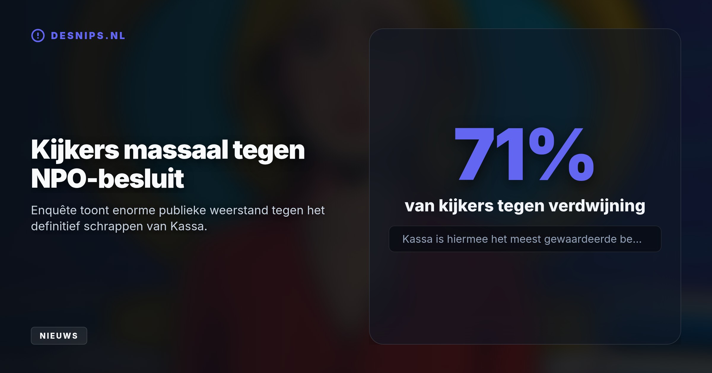 Door miljoenenbezuinigingen bij de NPO stopt de consumentenshow na 37 jaar. De laatste uitzending is op 5 december, terwijl fans morgen massaal stemmen als protest.
