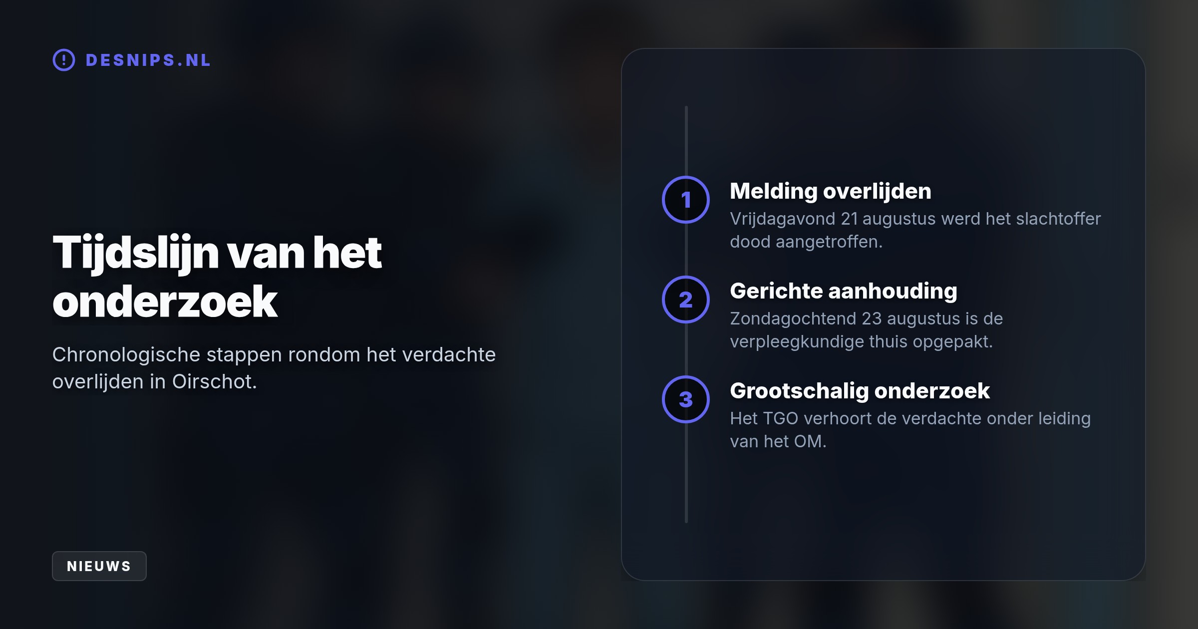 De man werd zondagochtend door een arrestatieteam thuis opgepakt. Justitie onderzoekt zijn rol bij het niet-natuurlijke overlijden van een bewoner in Oirschot.