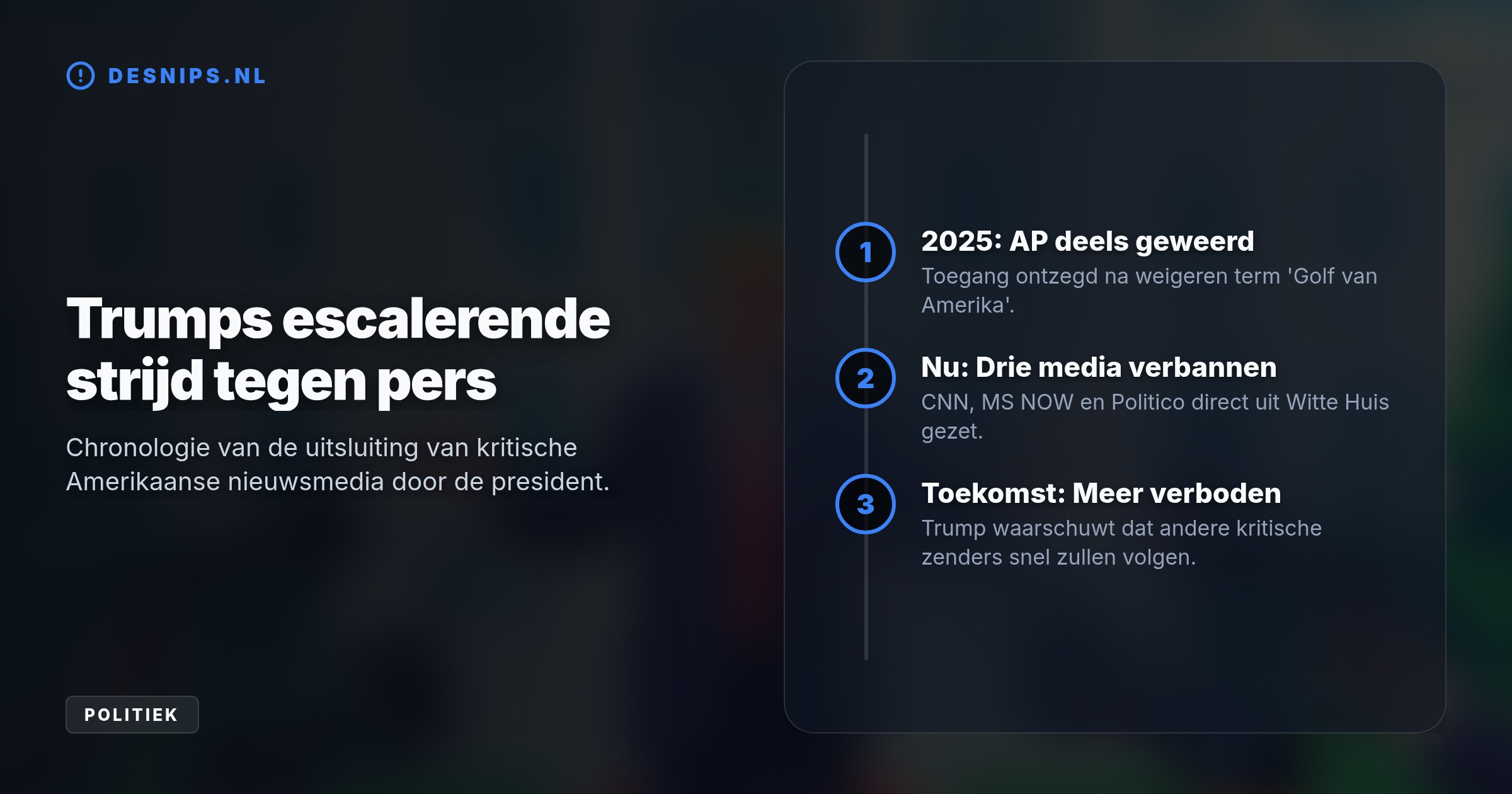De Amerikaanse president noemt de media 'nepnieuws' en corrupt. Terwijl hij ook Europa onder druk zet, dreigt hij dat er snel nog meer kritische zenders zullen volgen.