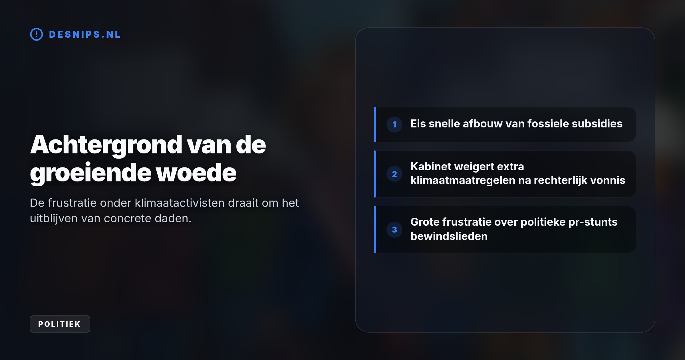 Klimaatactivisten noemen haar deelname aan het protest op de Dam schaamteloos politiek theater. Als verantwoordelijk minister weigert zij namelijk extra kabinetsmaatregelen te nemen.