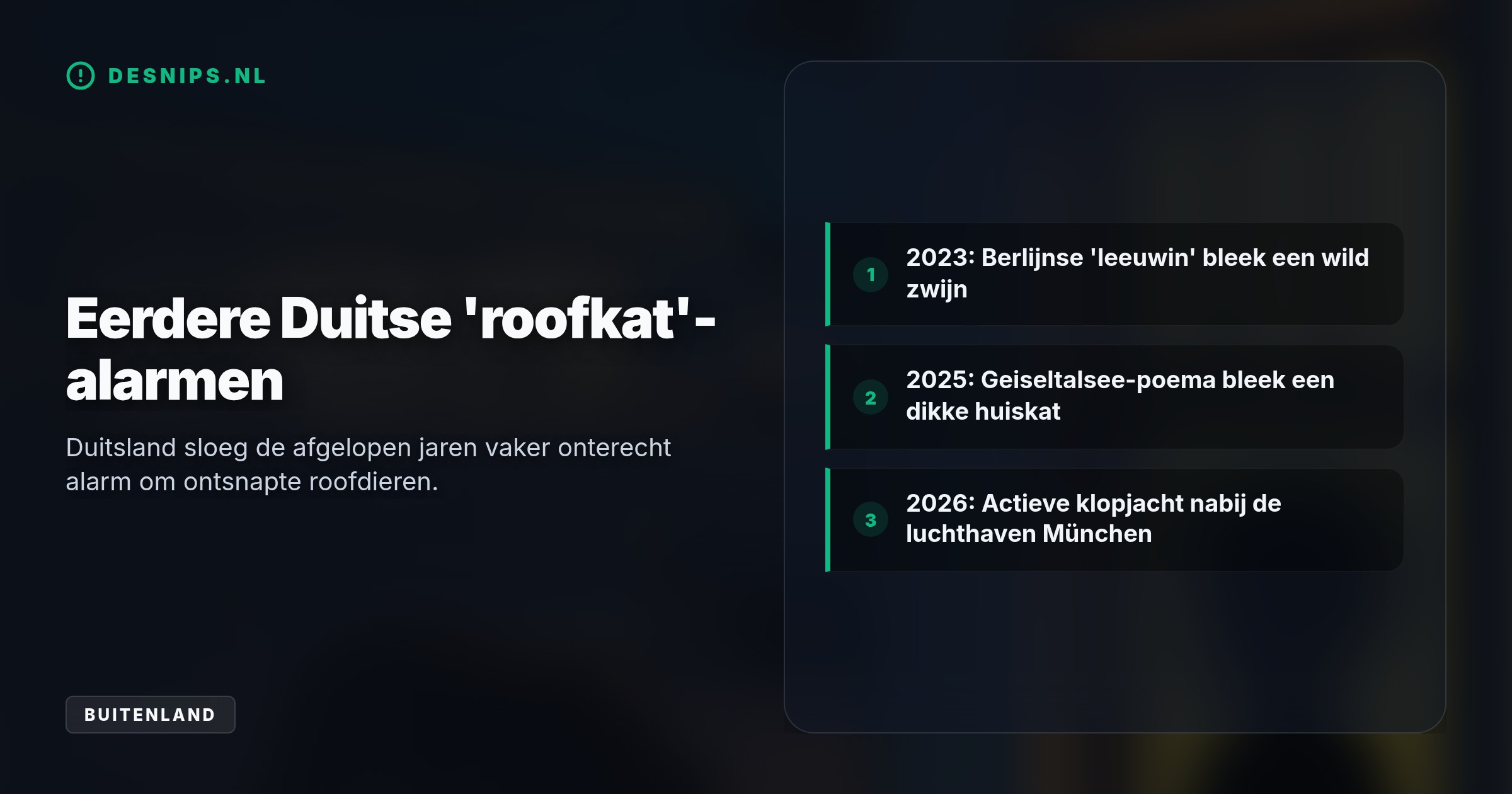 Nadat een jager een grote roofkat filmde in natuurgebied Notzingermoos, zoekt de politie met drones en helikopters. Inwoners moeten honden aanlijnen en kinderen binnenhouden.