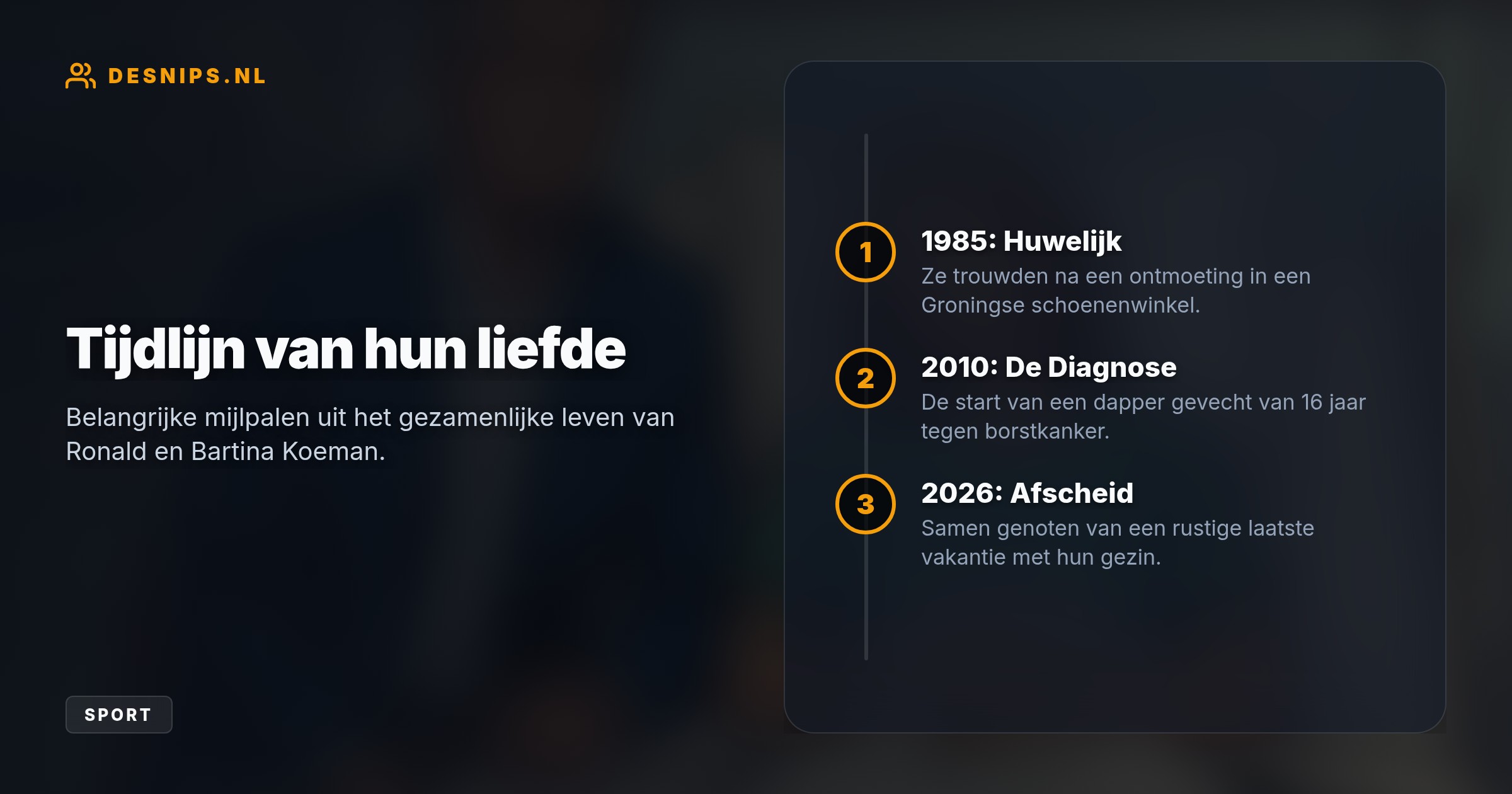 Haar echtgenoot Ronald Koeman besloot na het afgelopen WK direct te stoppen als bondscoach van Oranje om zijn laatste momenten volledig met haar te kunnen delen.