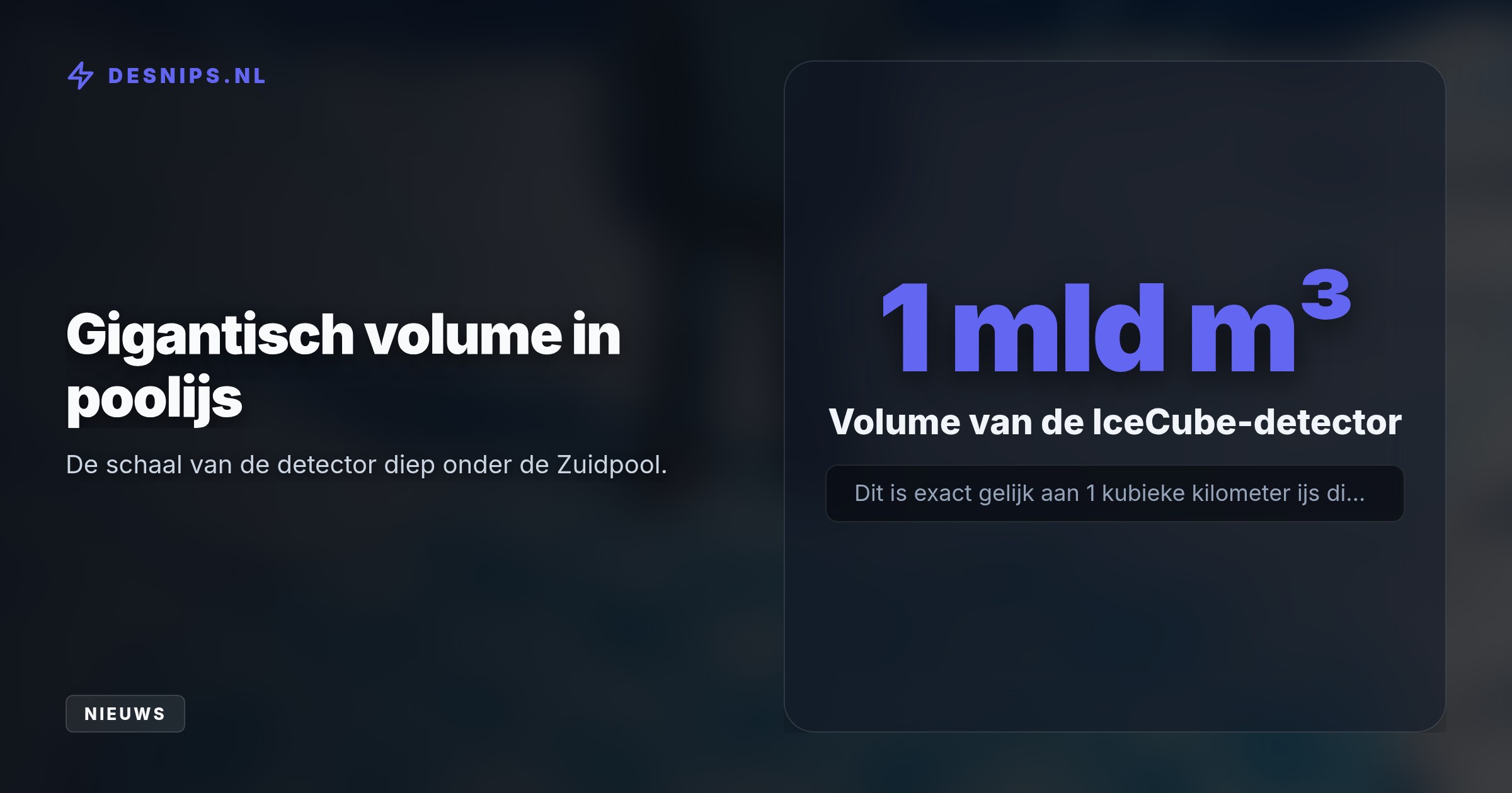 De Belgische astrofysicus krijgt de prestigieuze prijs voor zijn revolutionaire IceCube-detector op de Zuidpool, waarmee hij ongrijpbare kosmische neutrino's vangt via zeldzame lichtflitsen.
