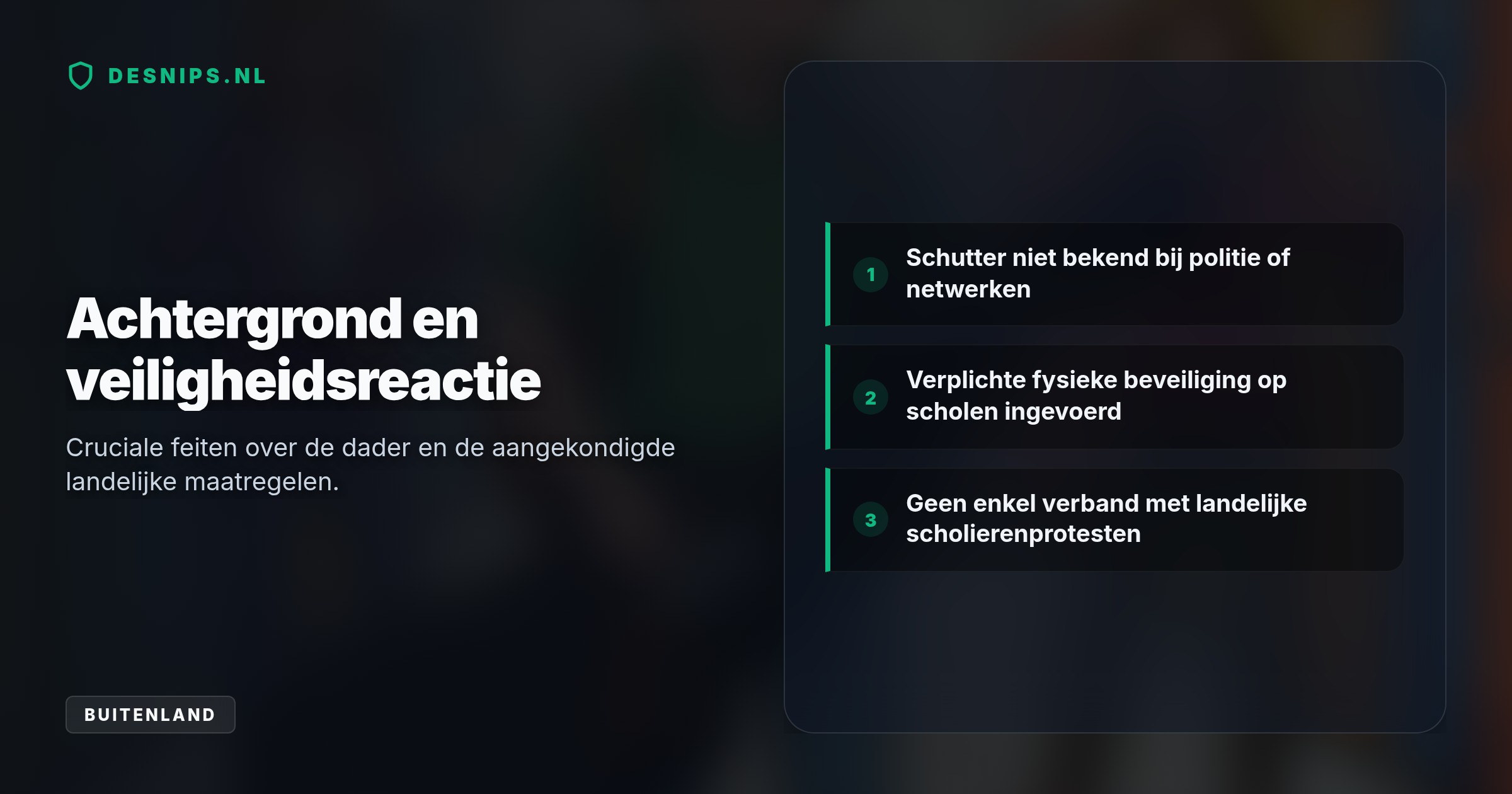 Een 14-jarige leerling bracht een jachtgeweer mee in een gitaarkoffer naar zijn school bij Marseille. Na vier schoten greep de opvoeder direct in; slachtoffers verkeren buiten levensgevaar.