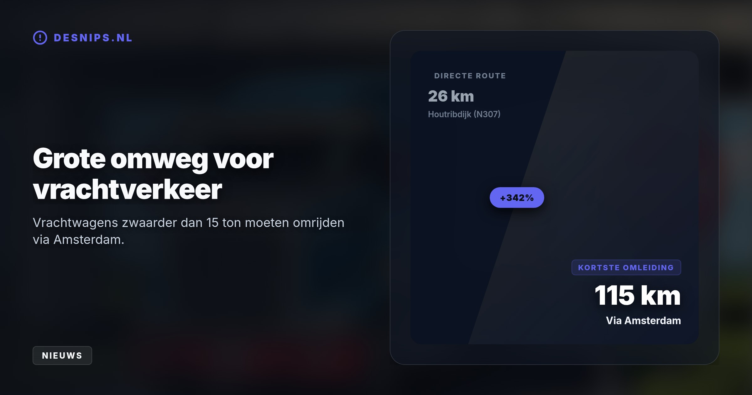 Vrachtwagens >15 ton moeten door versleten bruggen bij Lelystad omrijden via Amsterdam of de Afsluitdijk. Dit kost ruim een uur extra en maakt boodschappen duurder.