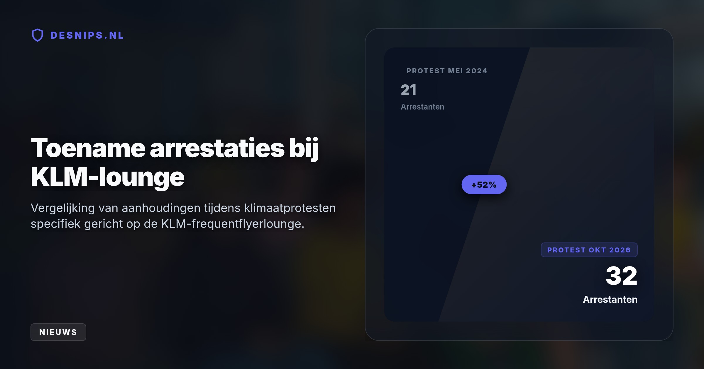 De activisten protesteerden in lounge 1 tegen het veelvliegers-spaarsysteem van KLM. Omdat actievoeren achter de douane verboden is, zijn de demonstranten vreedzaam afgevoerd.