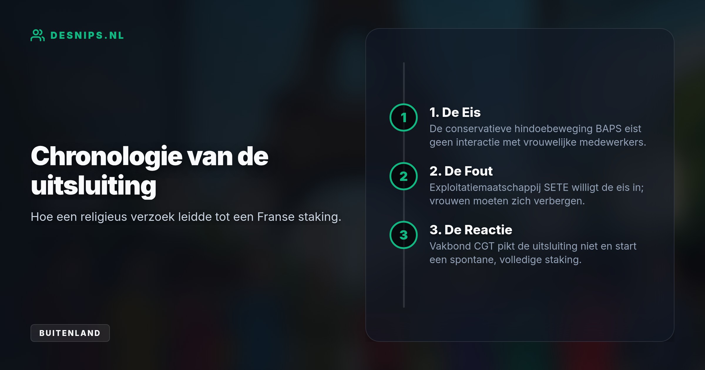 De exploitant gaf gehoor aan de eis van een conservatieve religieuze delegatie om contact met vrouwen te mijden. Dit leidde tot een spontane staking; heropening volgt dinsdag.