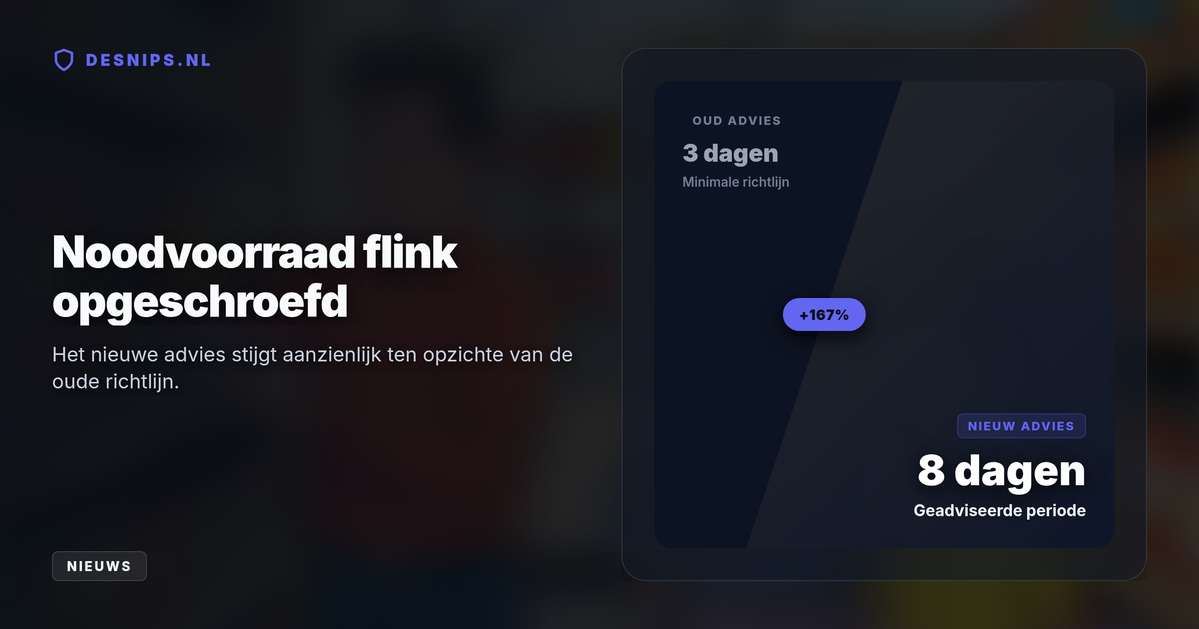 Doordat supermarkten nauwelijks magazijnvoorraden hebben, zijn schappen bij crises snel leeg. Onderzoekers adviseren daarom direct extra lang houdbaar eten in te slaan.
