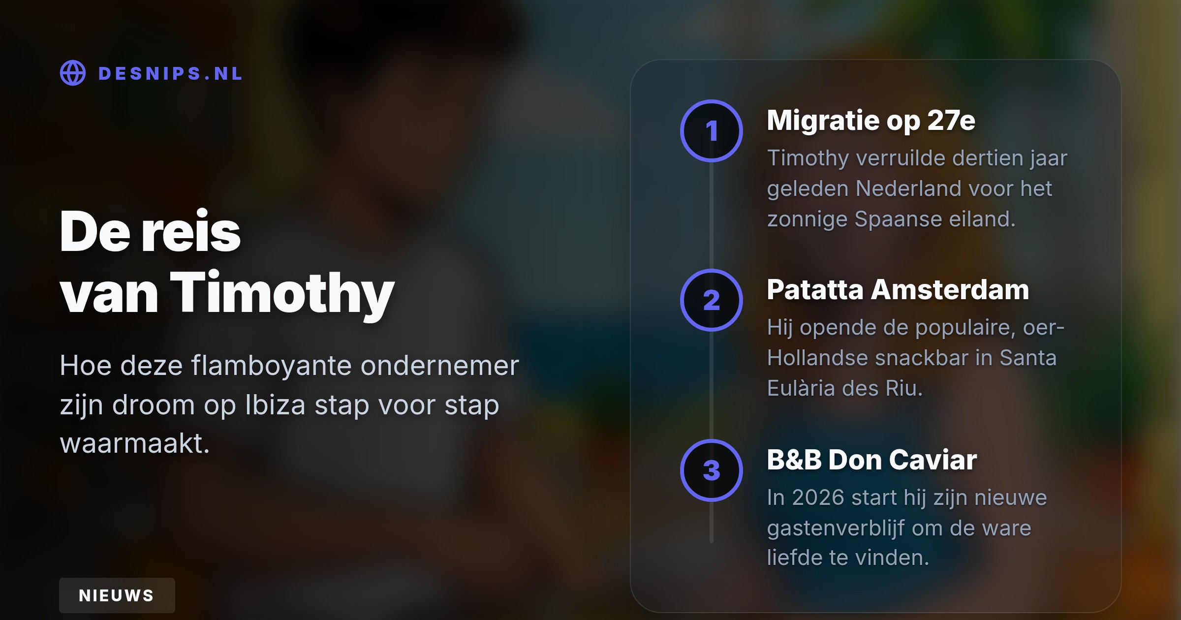 De 40-jarige snackbareigenaar, gesteund door vriendin Patty Brard, zoekt een partner in zijn nieuwe Spaanse B&B terwijl kijkers hem massaal vergelijken met zanger Gordon.